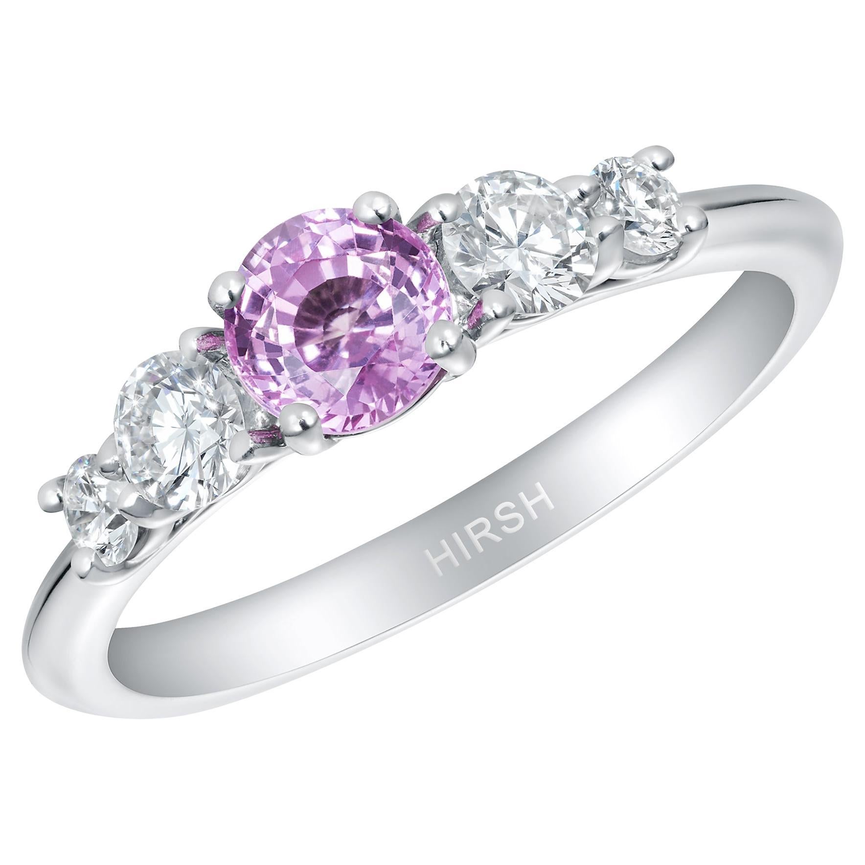 Hirsh Cinq Ring mit rosa Saphir und Diamant im Angebot