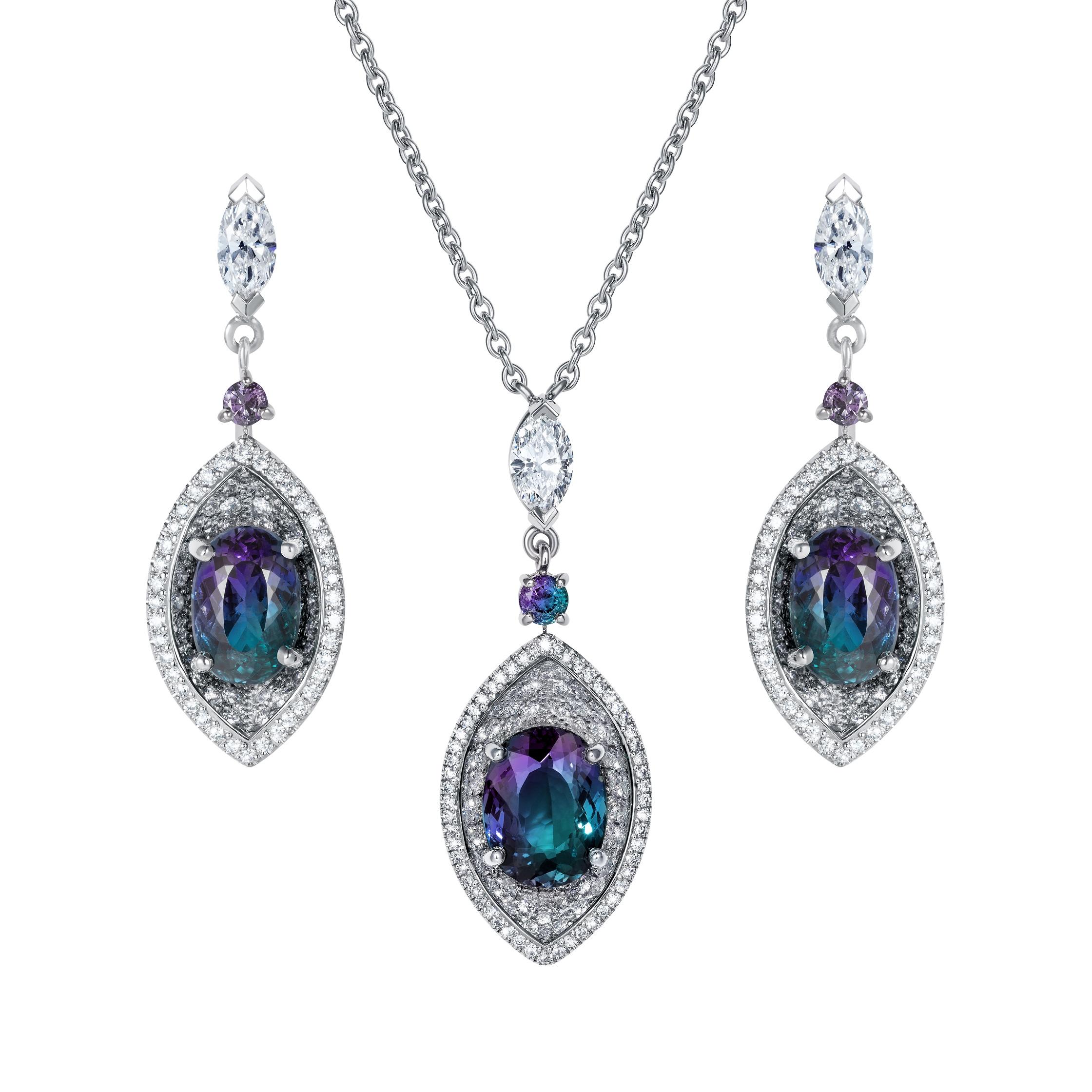 alexandrite and diamond necklace