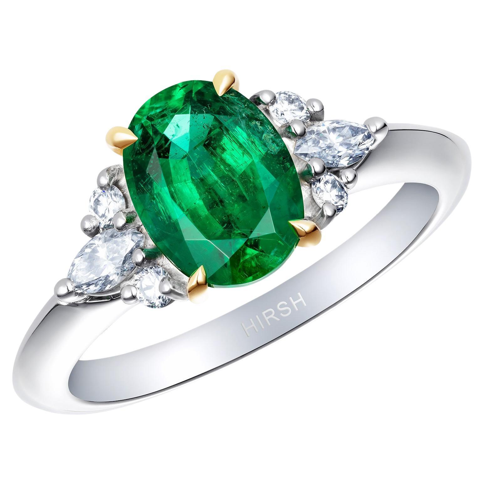 Hirsh Emerald and Diamond Papillon Ring For Sale