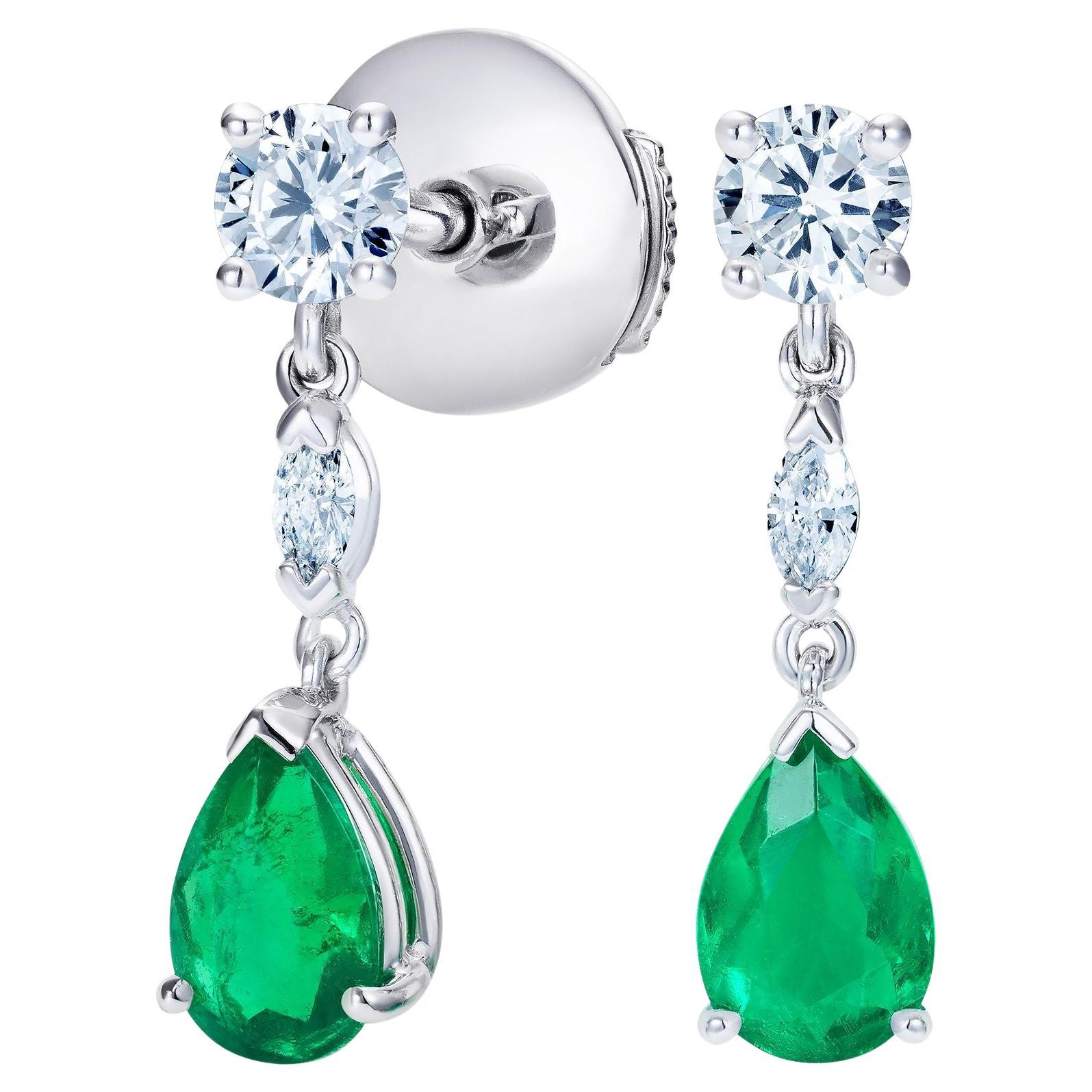 Hirsh Grafton Smaragd- und Diamant-Tropfen-Ohrringe im Angebot