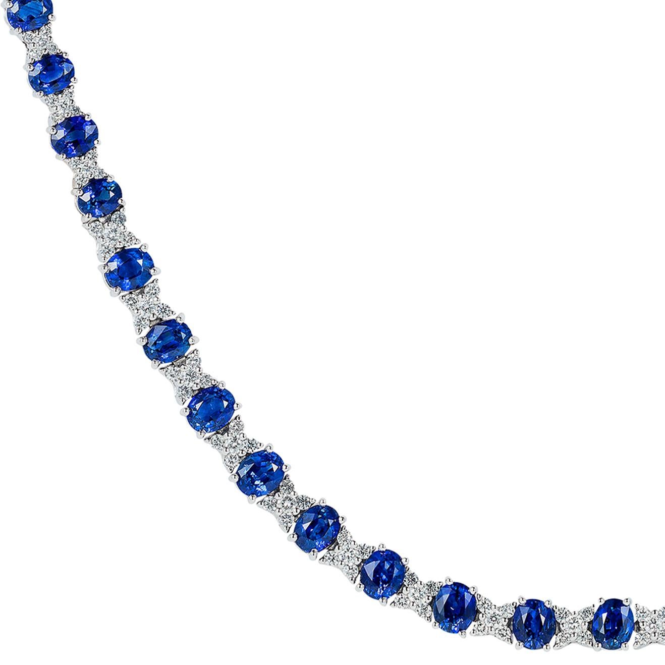 Halskette mit Hirsh Kiss Saphir und Diamant (Brillantschliff) im Angebot