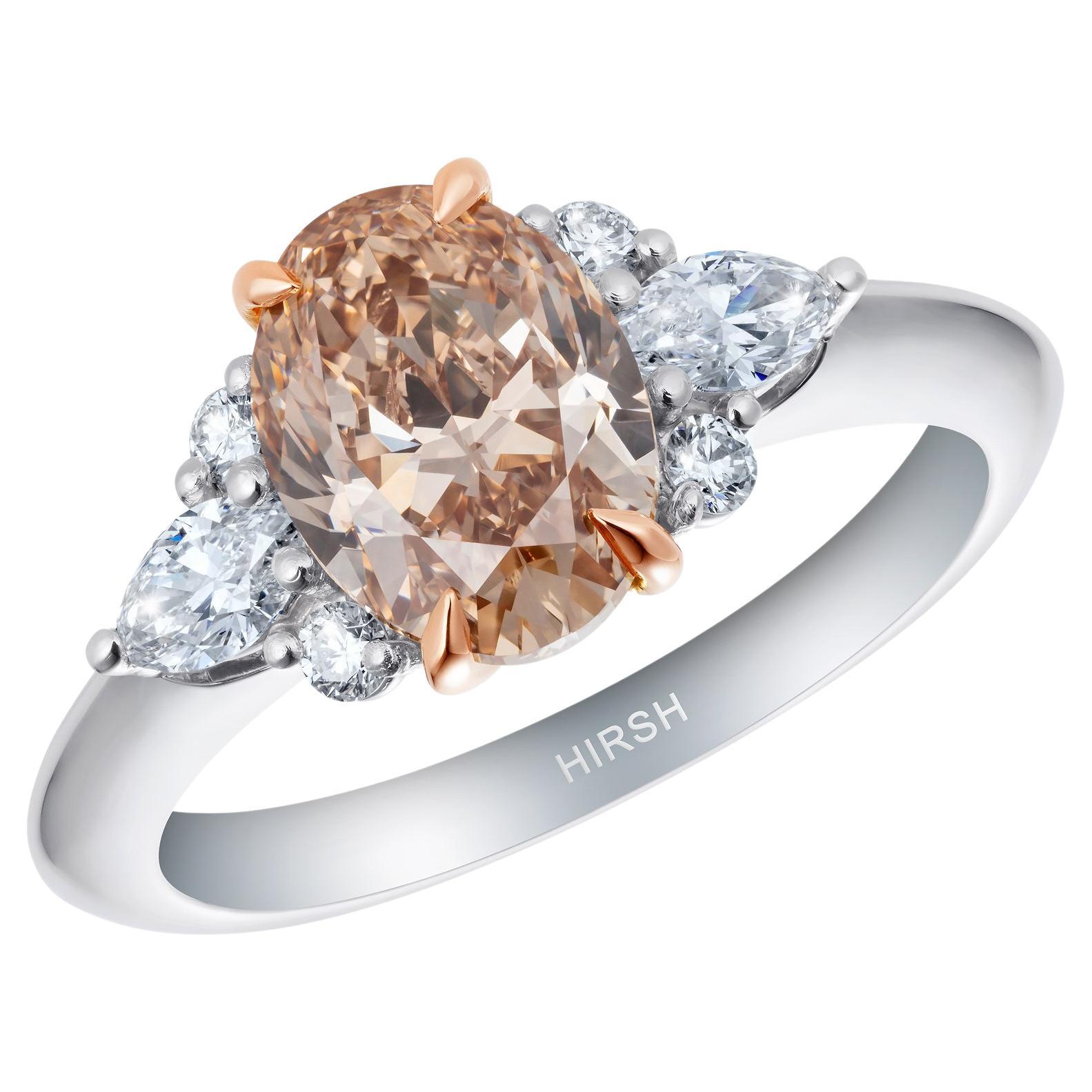 Hirsh Peach Diamond and Diamond Papillon Ring