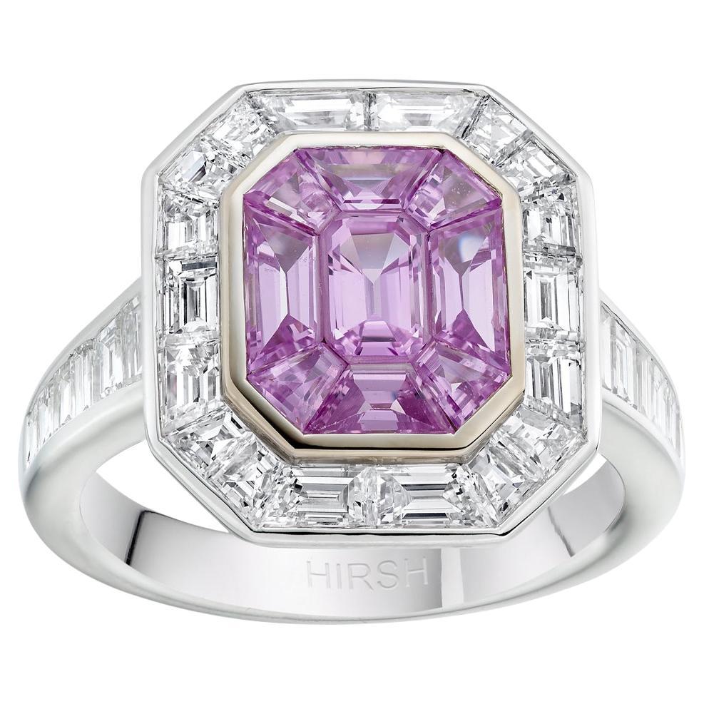 Artisan Hirsh Pink Sapphire and Diamond Gatsby Ring For Sale