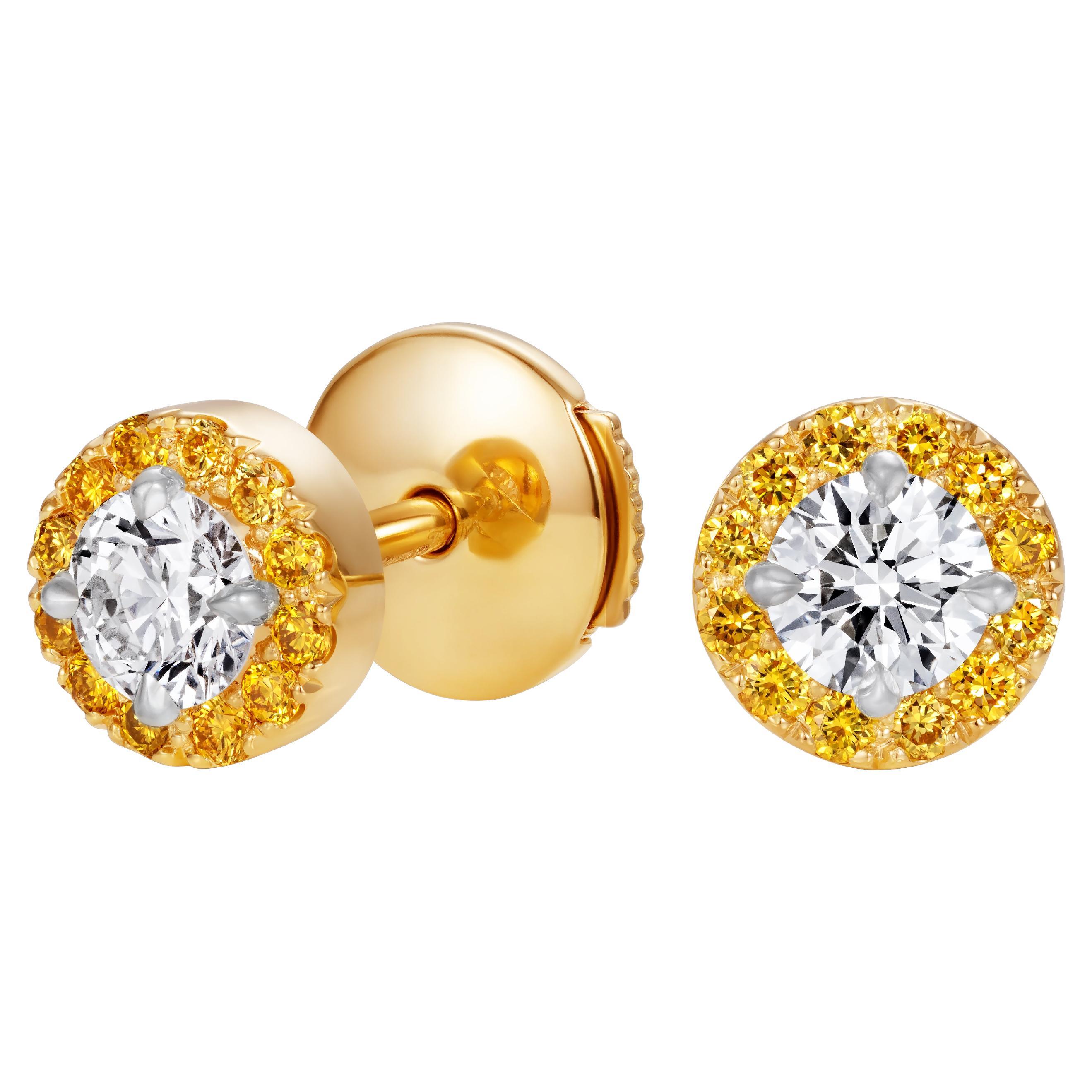 Boucles d'oreilles Hirsh Regal en diamants jaunes et diamants en vente
