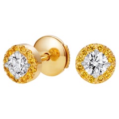 Boucles d'oreilles Hirsh Regal en diamants jaunes et diamants