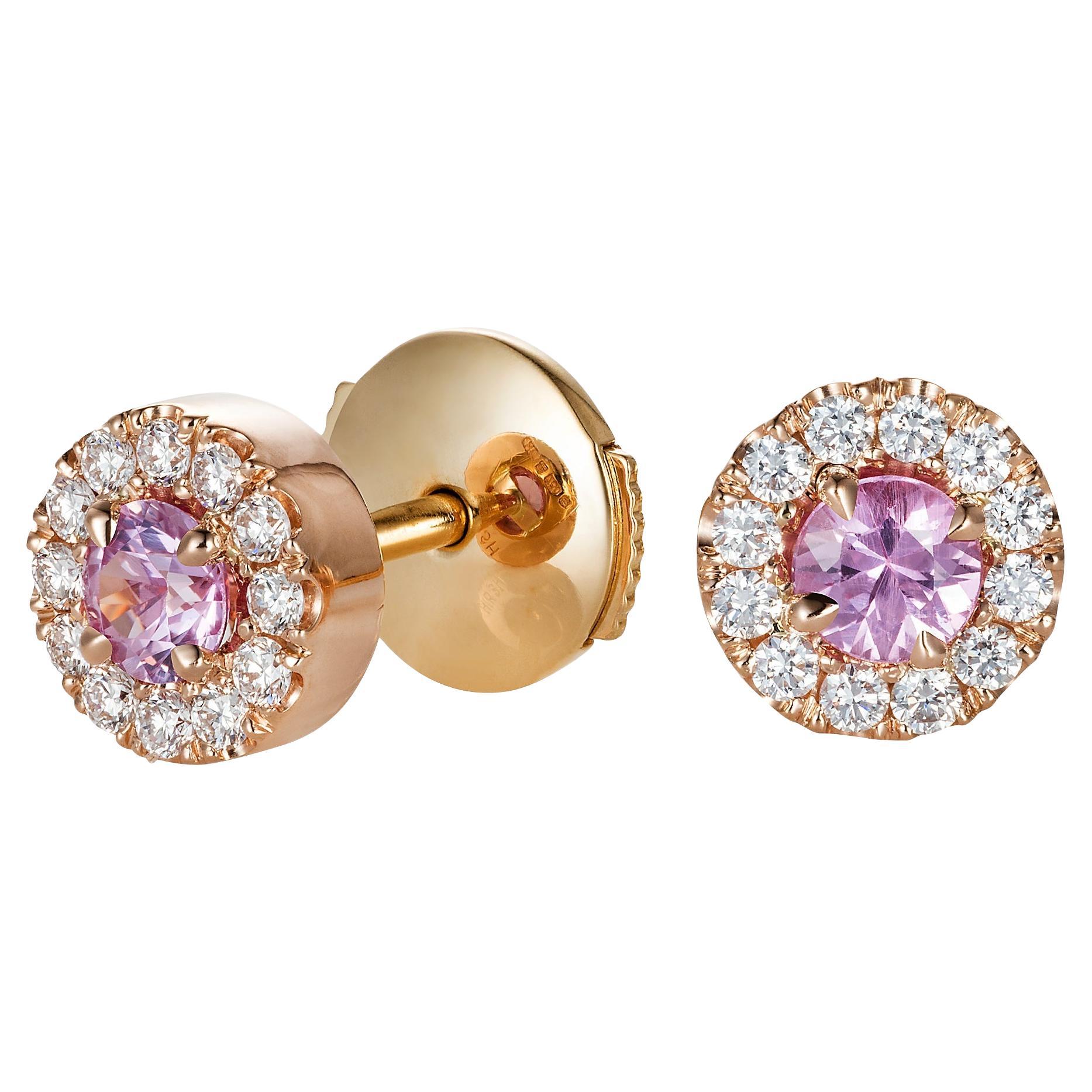 Hirsh Regal Pink Sapphire and Diamond Earrings  For Sale