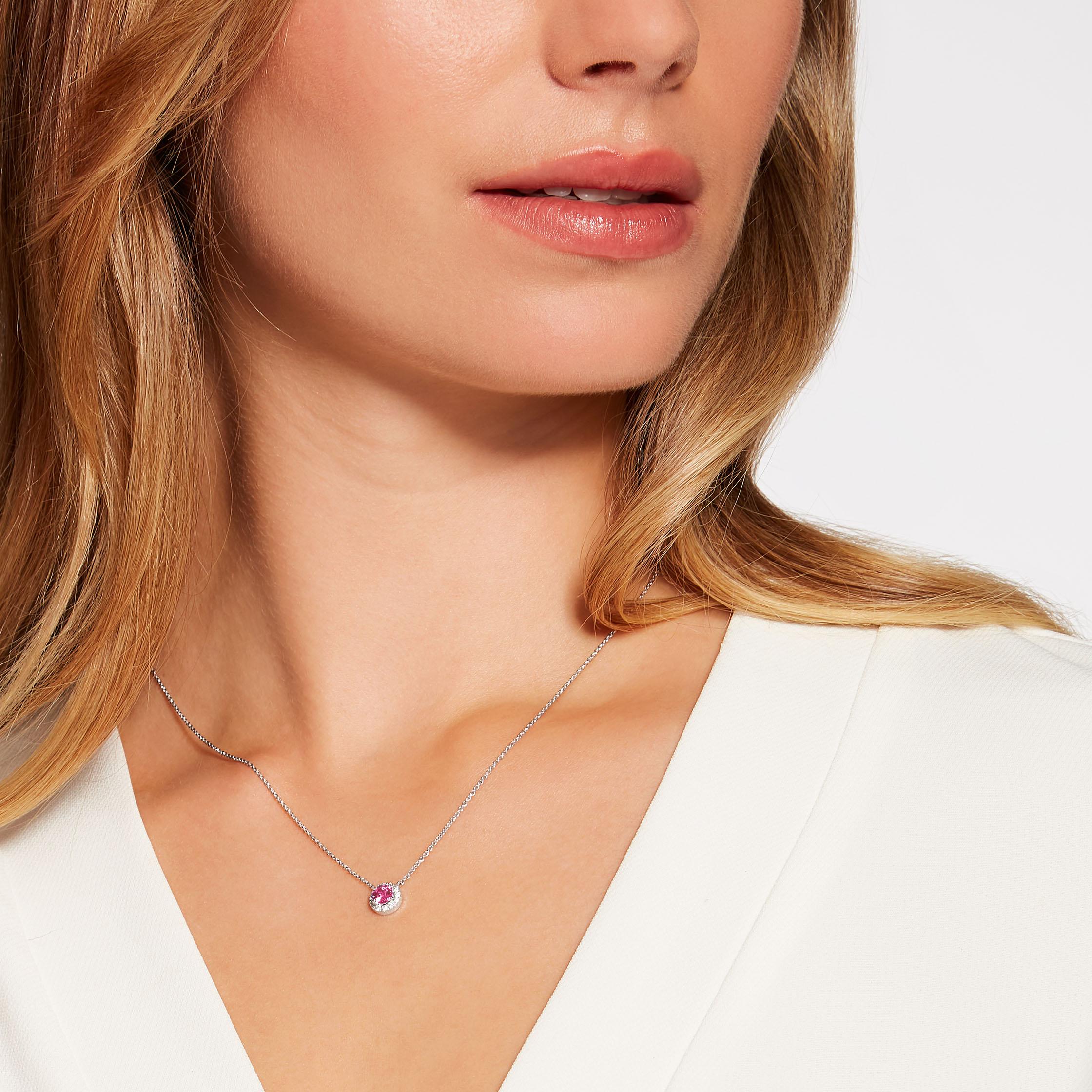 Contemporary Hirsh Regal Pink Sapphire and Diamond Pendant For Sale