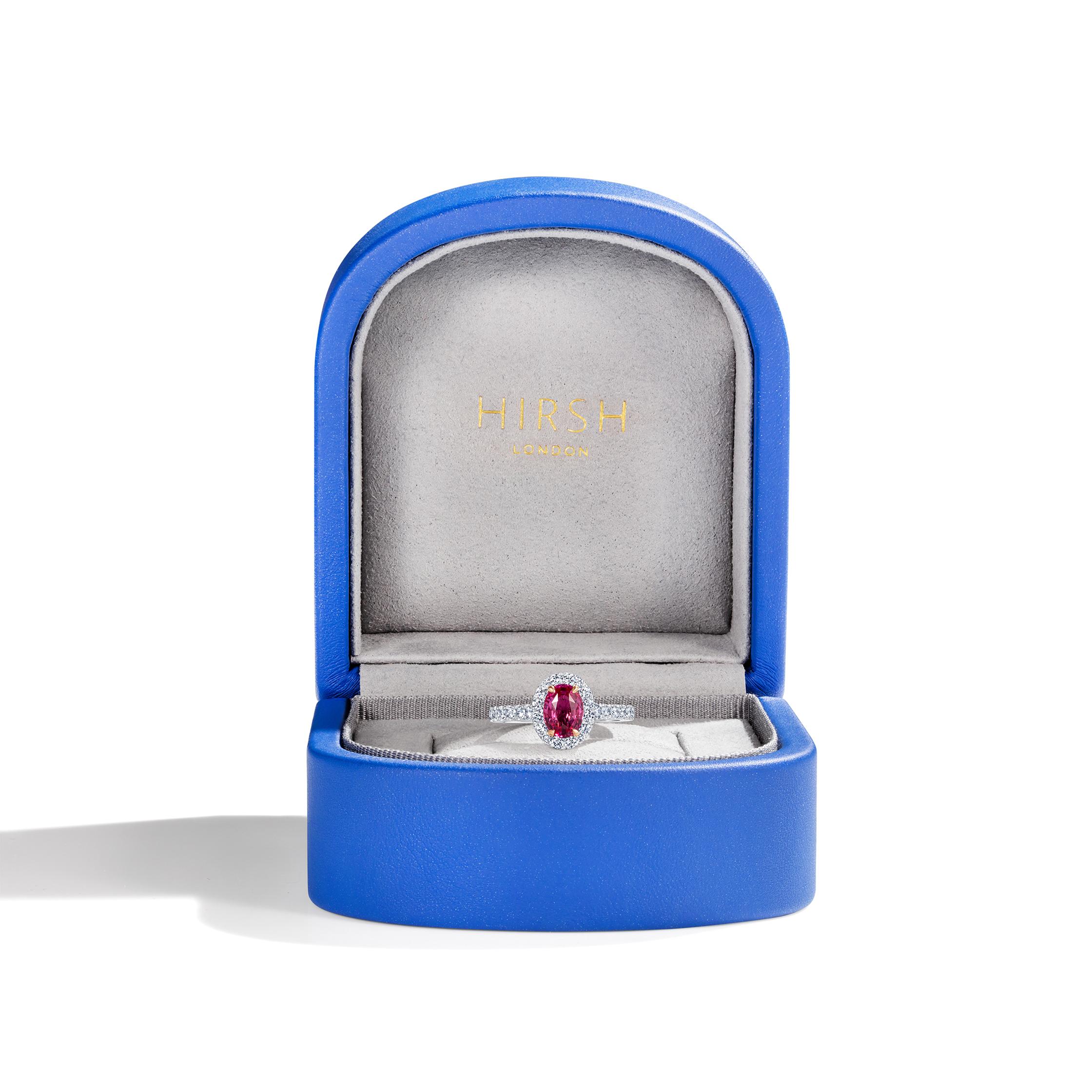 Round Cut Hirsh Regal Pink Sapphire and Diamond Ring For Sale