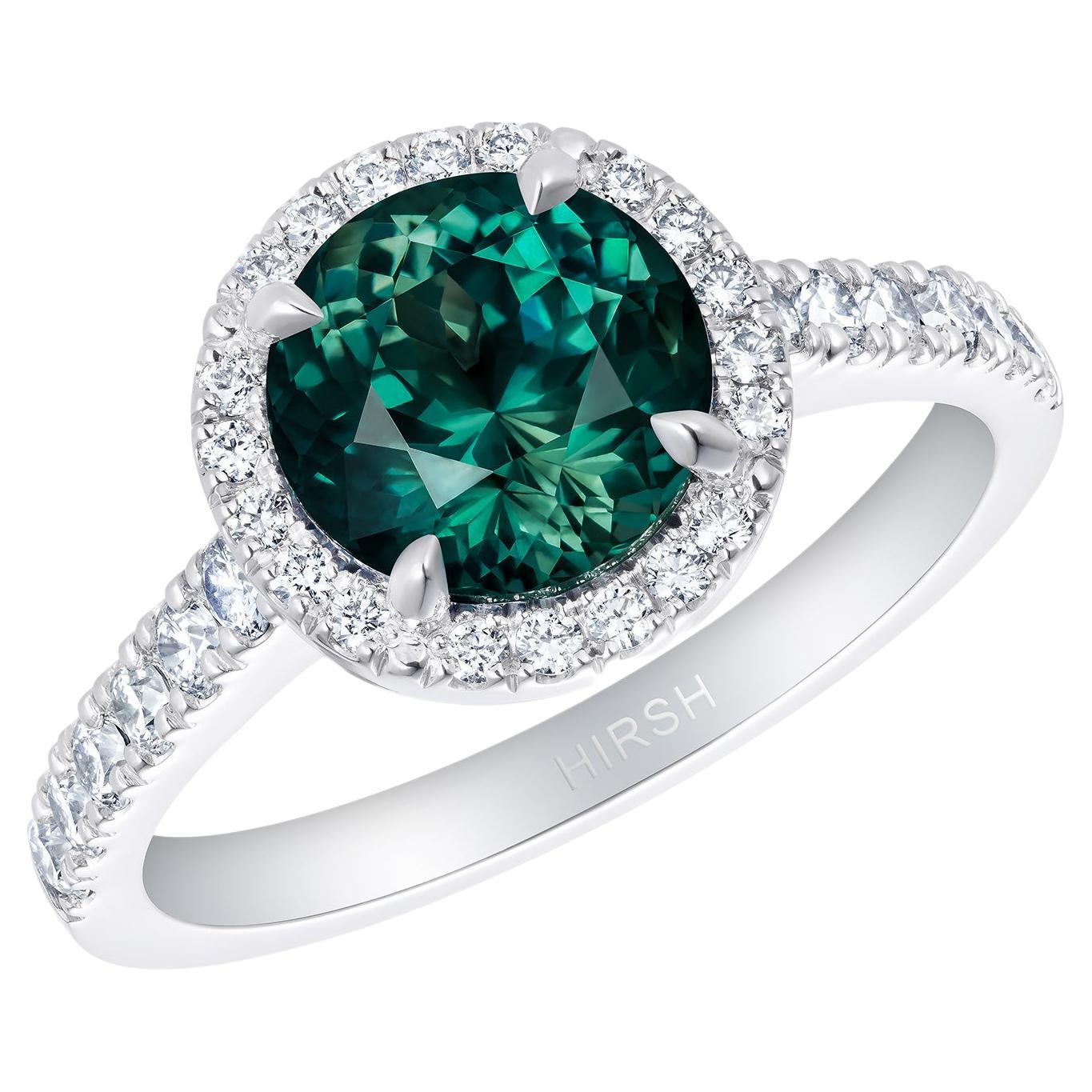 Hirsh Regal Teal Sapphire and Diamond Ring For Sale