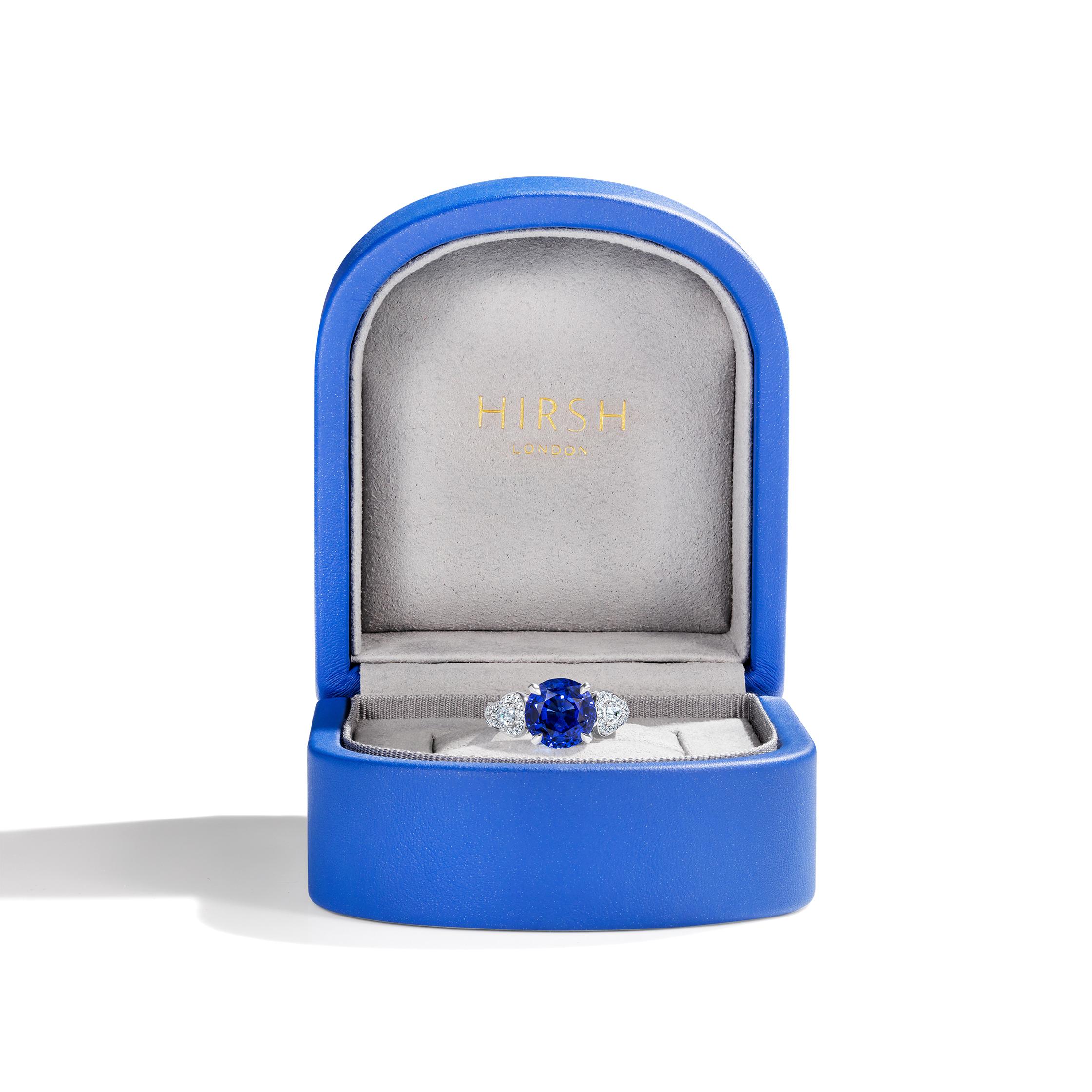 Round Cut Hirsh Sapphire and Diamond Majestic Ring For Sale