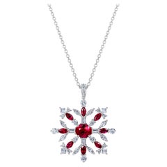Hirsh Snowflake Pendant Set with Rubies and Diamonds
