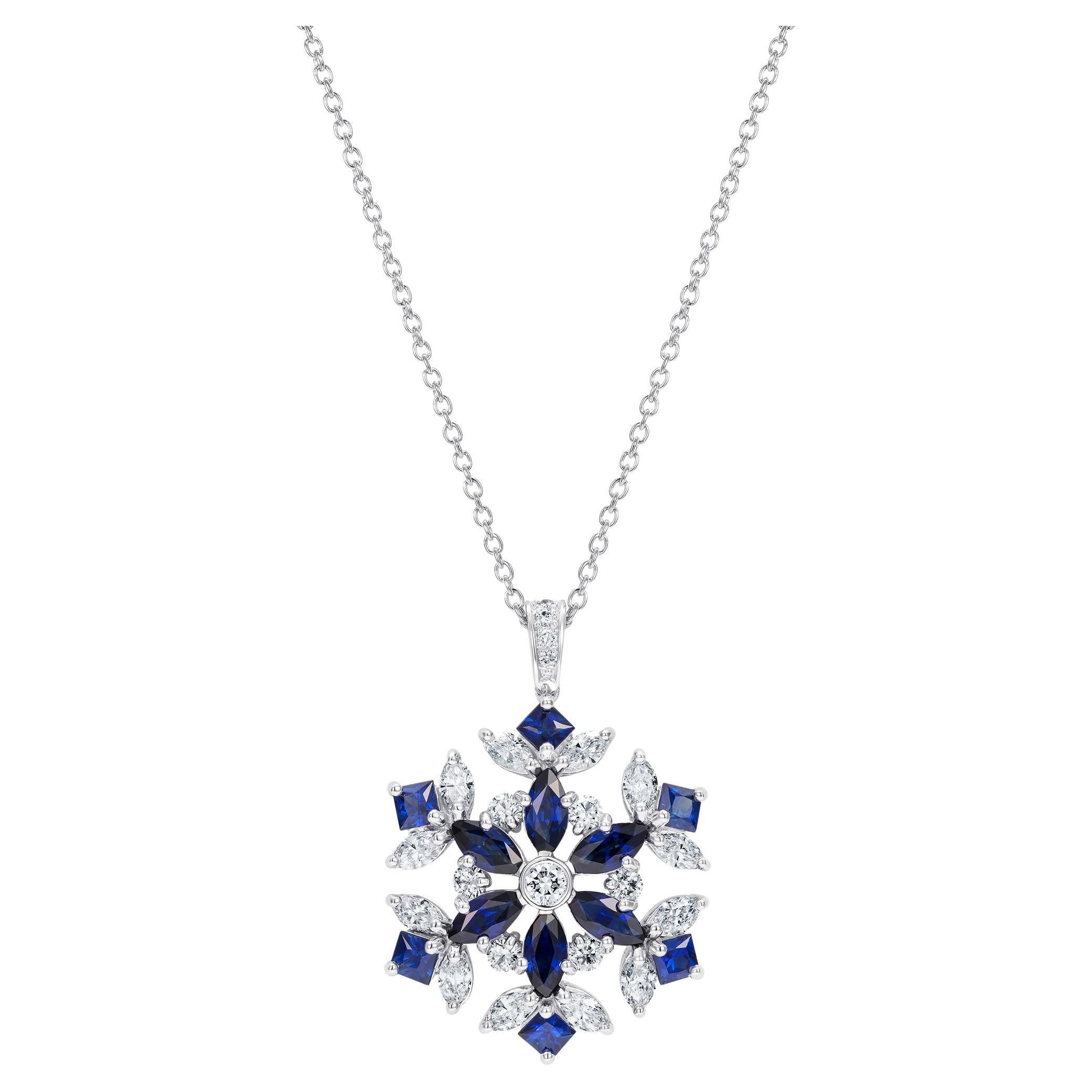 Hirsh Snowflake Pendant Set with Sapphires and Diamonds