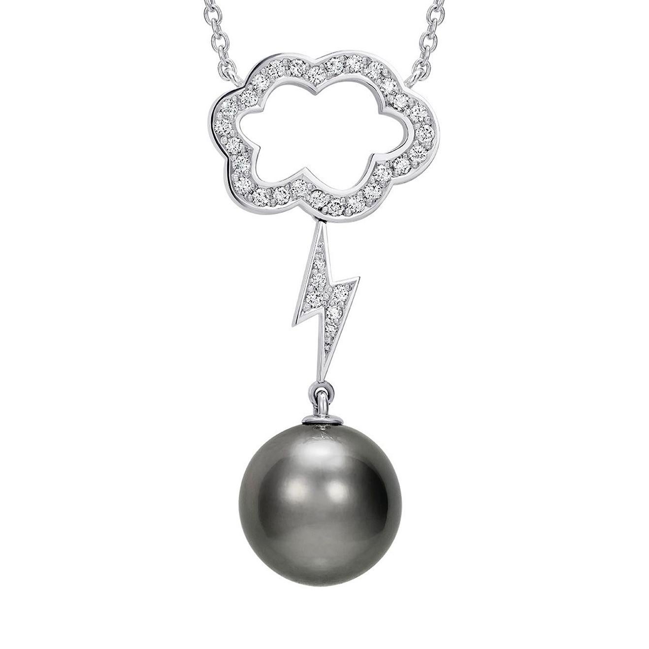 A new addition to our Cloud 9 collection, inspired by life in London where every cloud has a diamond lining. This beautiful pendant features a sparkling diamond lightning bolt set above a Tahitian pearl.

- 1 Tahitian pearl weighing approx 10.50