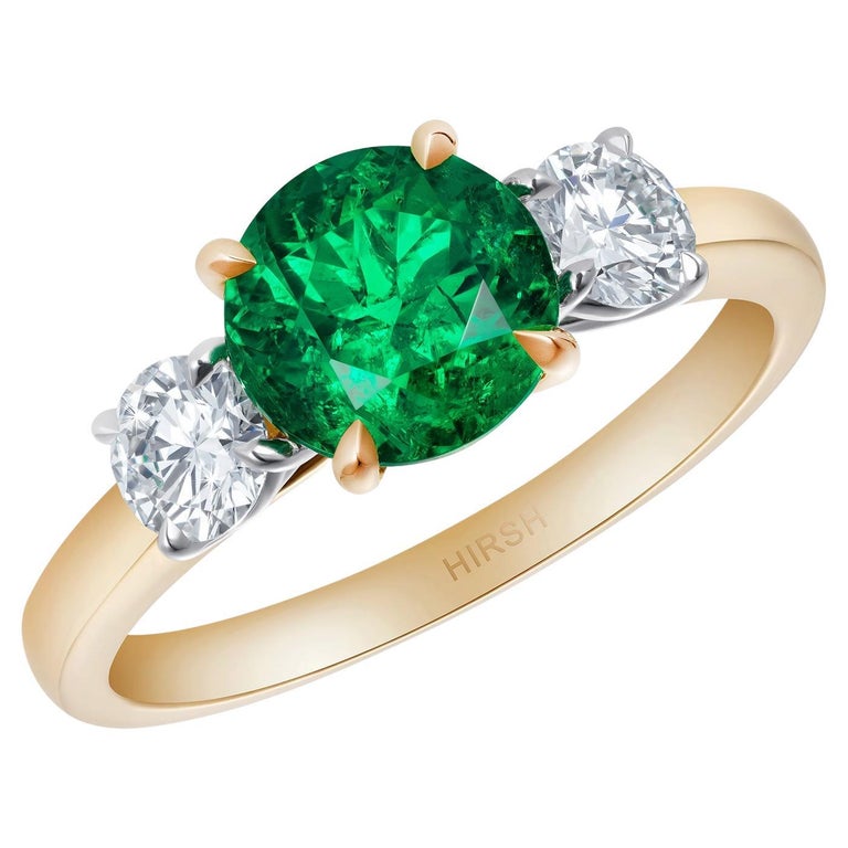 Hirsh Trilogy Emerald and Diamond Ring For Sale