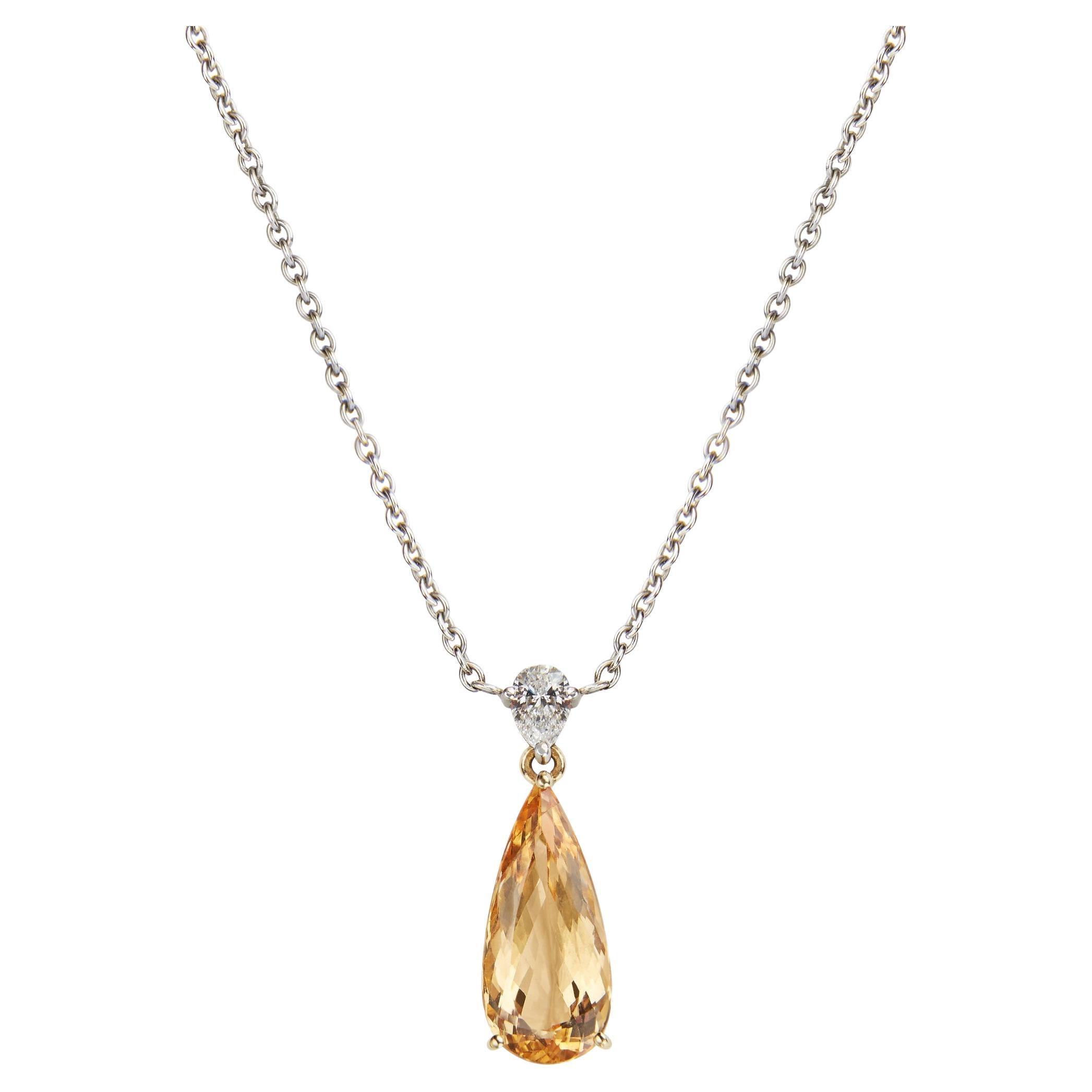 Hirsh Wallace Imperial Topaz and Diamond Pendant For Sale