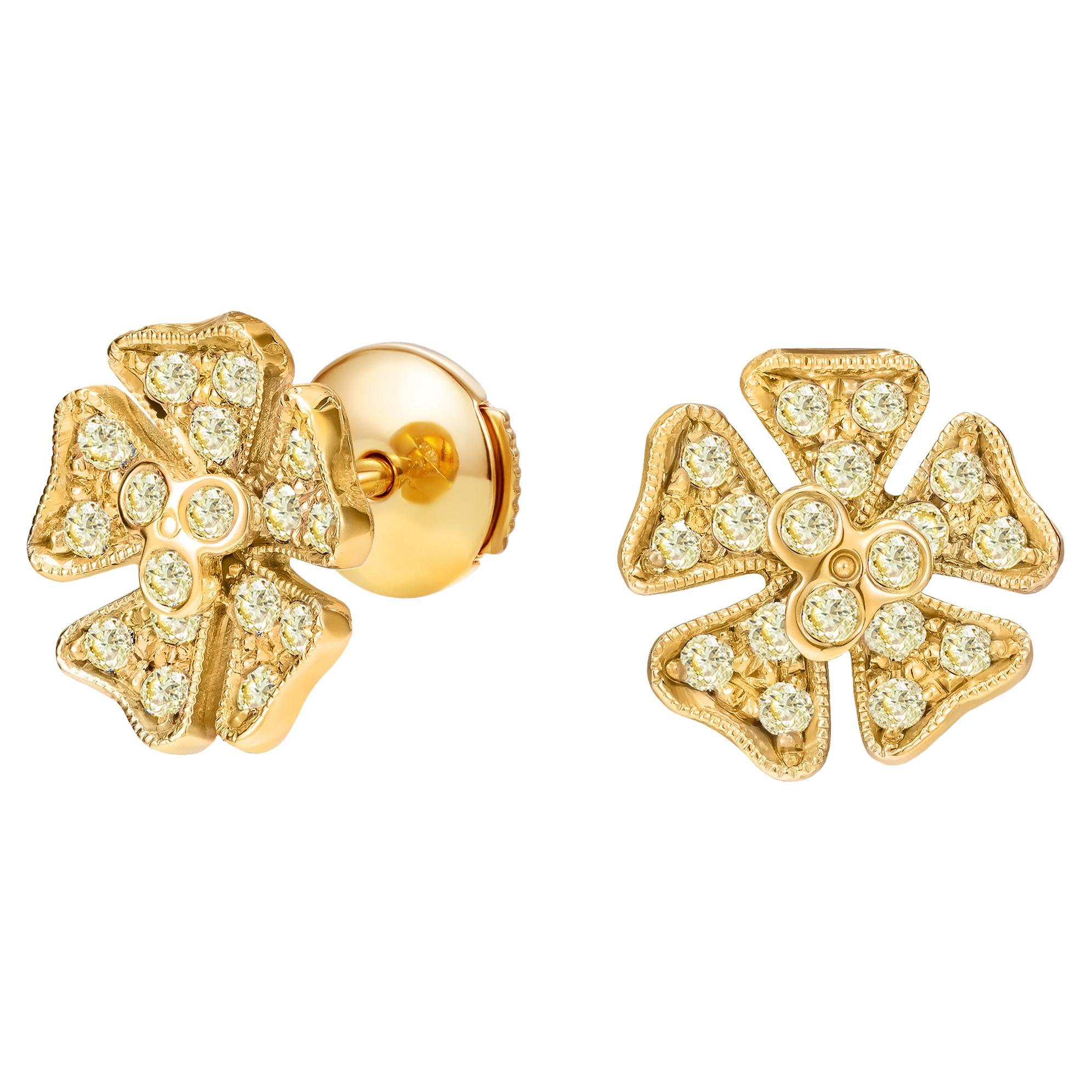 Hirsh Wildflower Buttercup Yellow Diamond Earrings For Sale