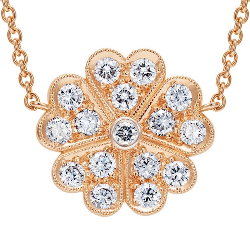 Found in British woodlands, a Campion flower is known throughout history as a symbol of gentleness. Taking inspiration from this beautiful flower, the Hirsh Campion pendant is handmade in rose gold and features 16 diamonds.

- 16 diamonds weighing
