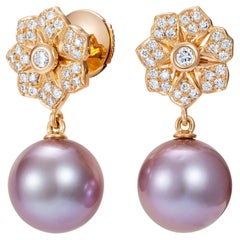 Hirsh Wildflower Pink Pearl and Diamond Earrings