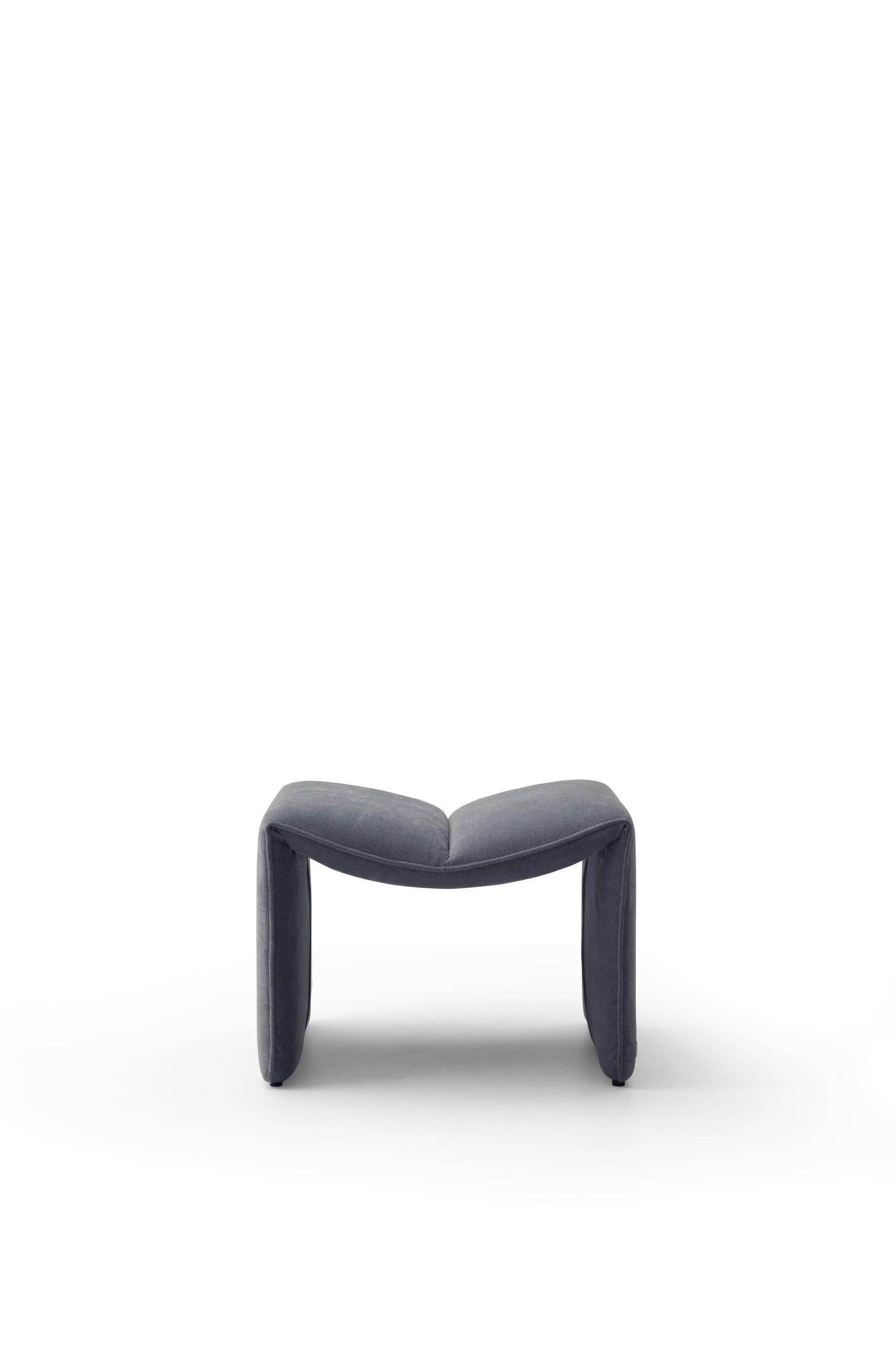 Modern Hirundo Armchair in Pewter Gray Fabric with Footstool by Busnelli For Sale