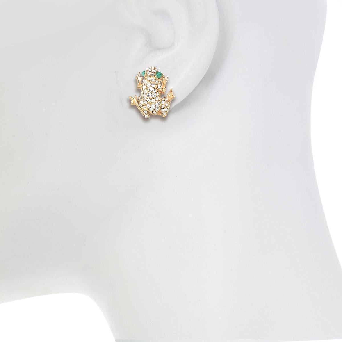 Contemporary His and Her Frog Cuff Link and Earrings For Sale