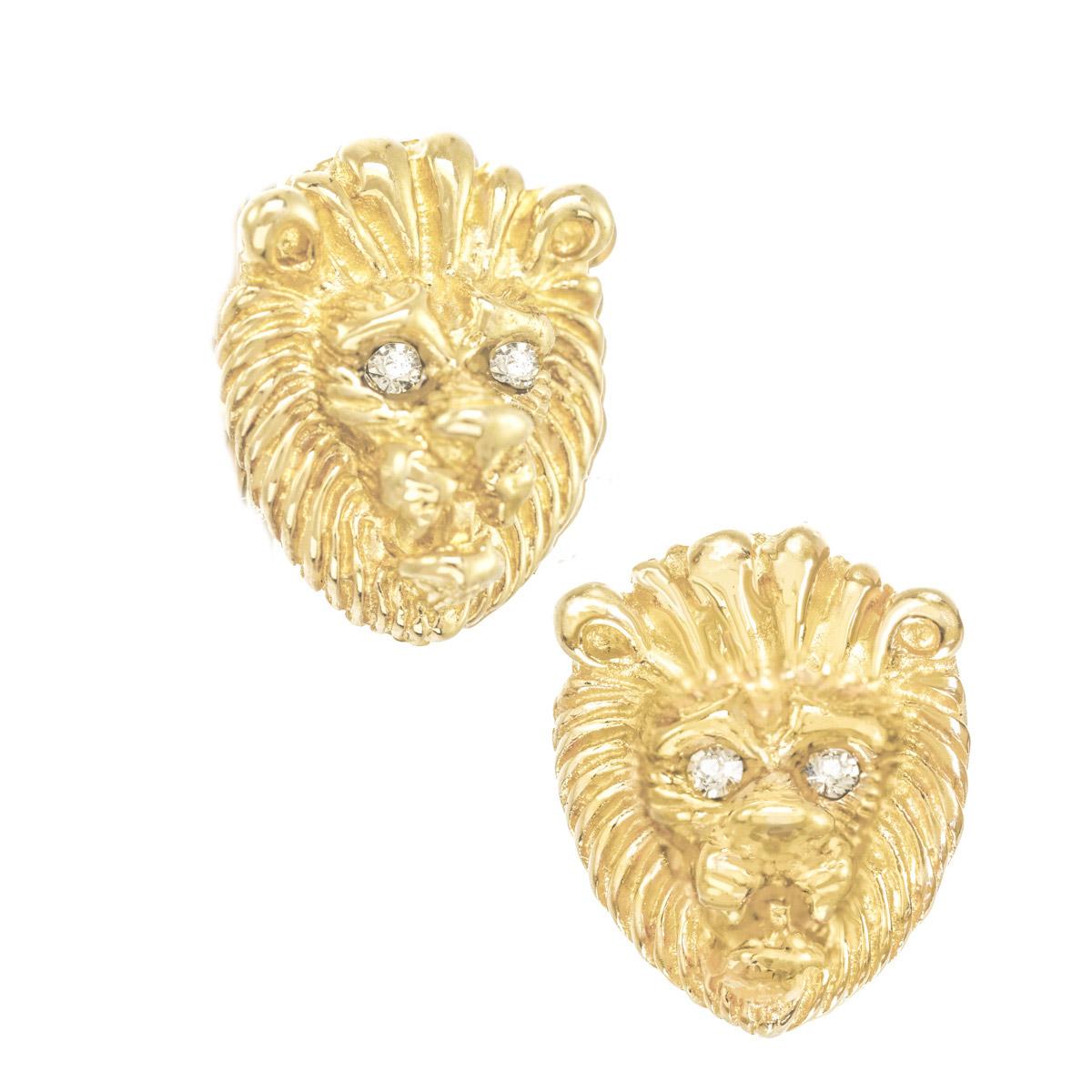 His and Her Lion Head Cuff Link and Earrings In New Condition For Sale In New York, NY