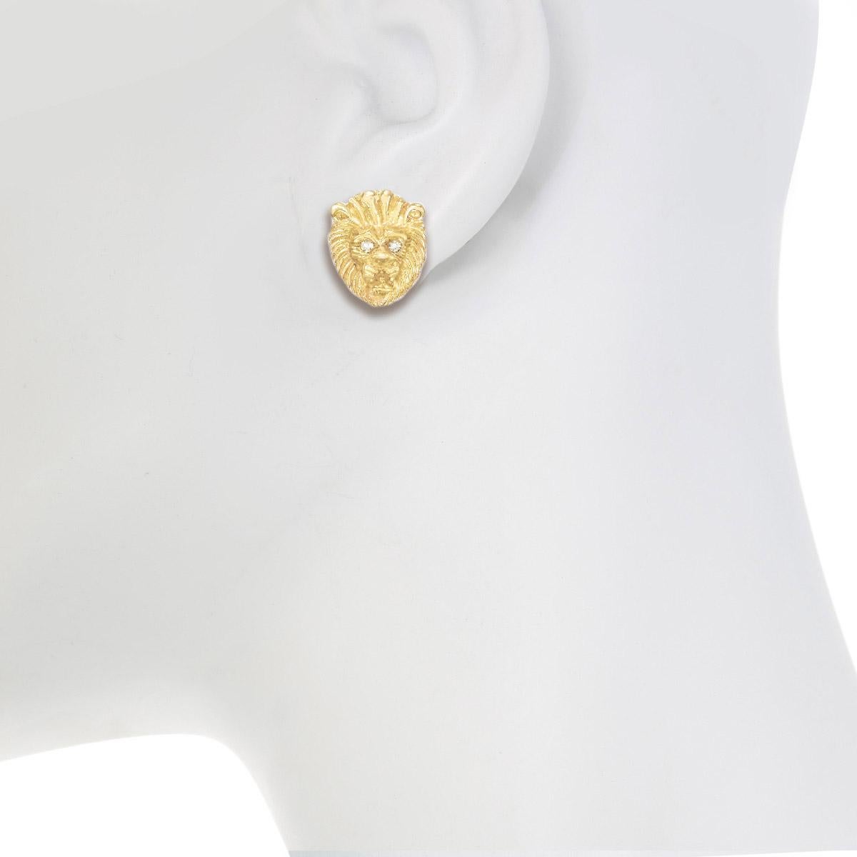 Women's or Men's His and Her Lion Head Cuff Link and Earrings For Sale
