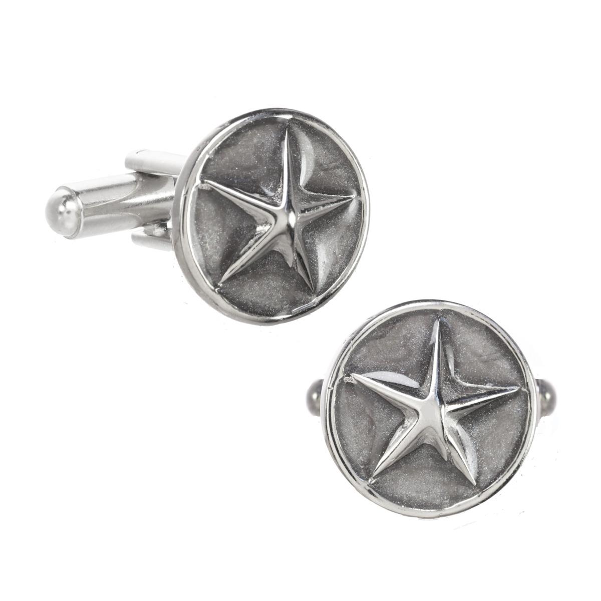 His and Her Lonestar Cuff Links and Earrings in Rhodium In New Condition For Sale In New York, NY