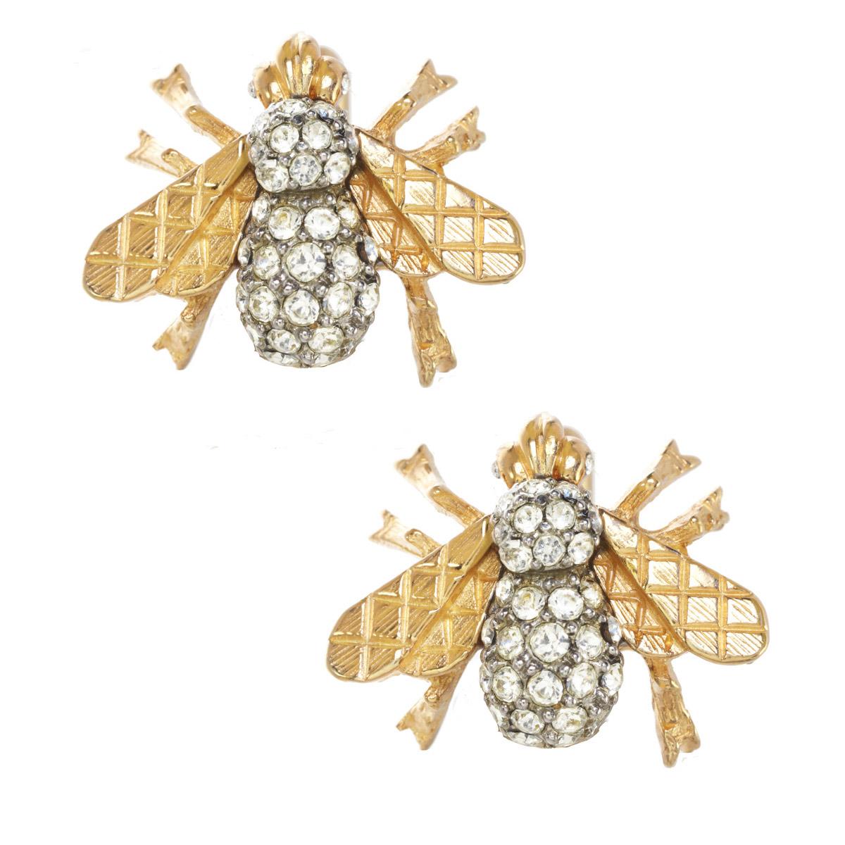 His and Her Mini Bee Cuff Link and Earrings In New Condition For Sale In New York, NY
