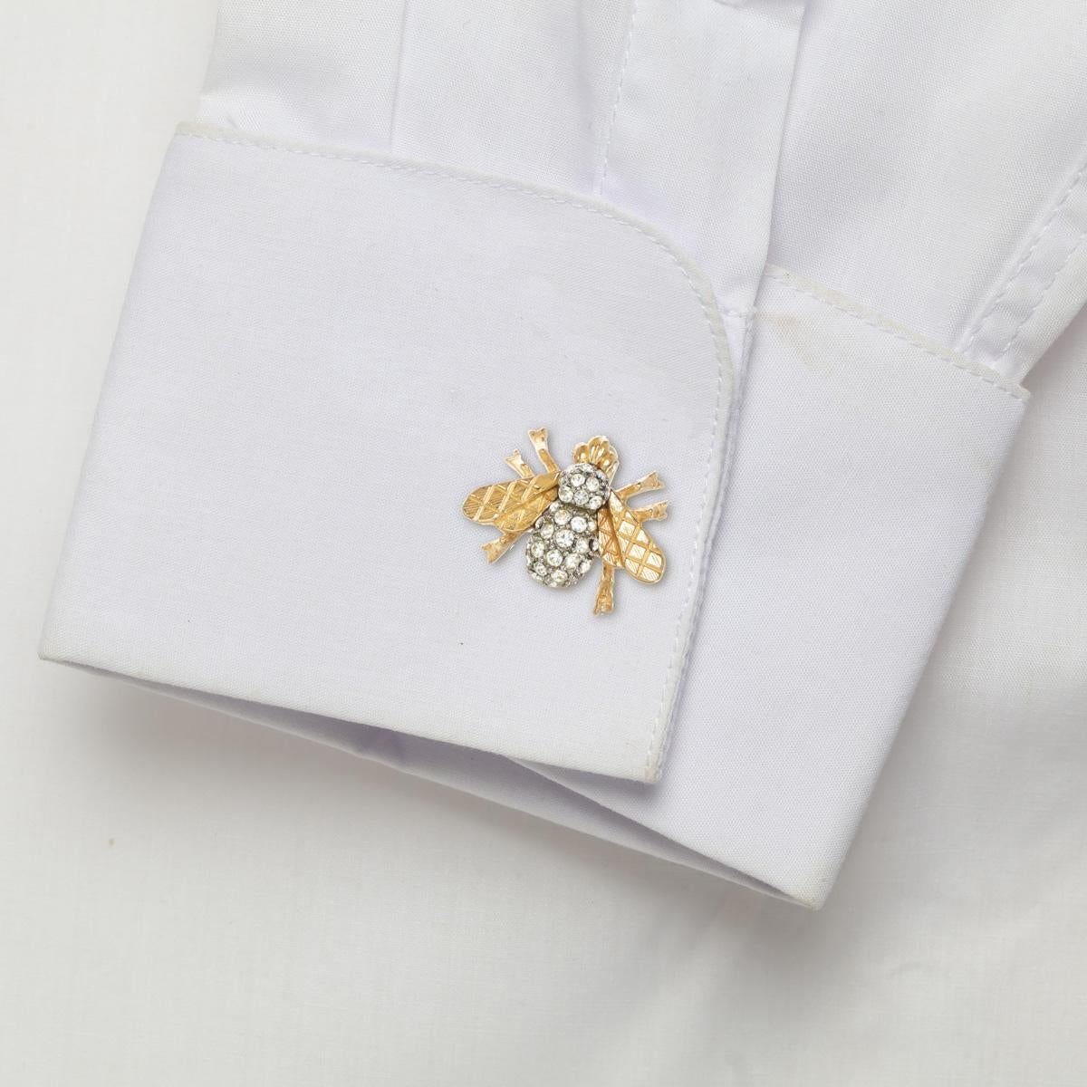 Women's or Men's His and Her Mini Bee Cuff Link and Earrings For Sale