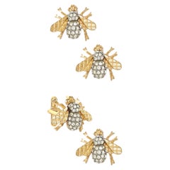 His and Her Mini Bee Cuff Link and Earrings
