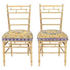 His and Her Pair of Antique French Faux Bamboo Giltwood Opera Chairs