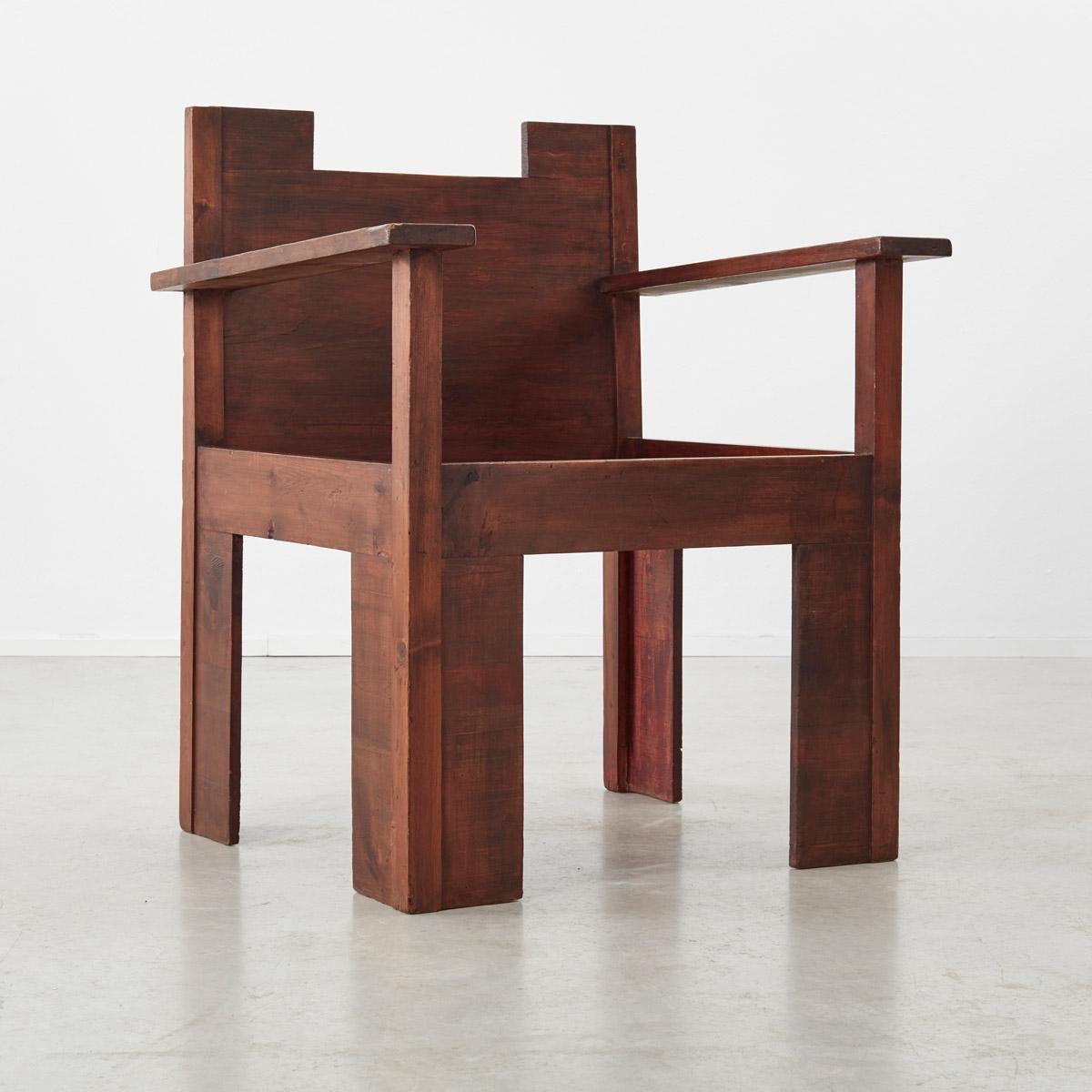 Late 20th Century His and Hers Brutalist Wooden Chairs, circa 1970s