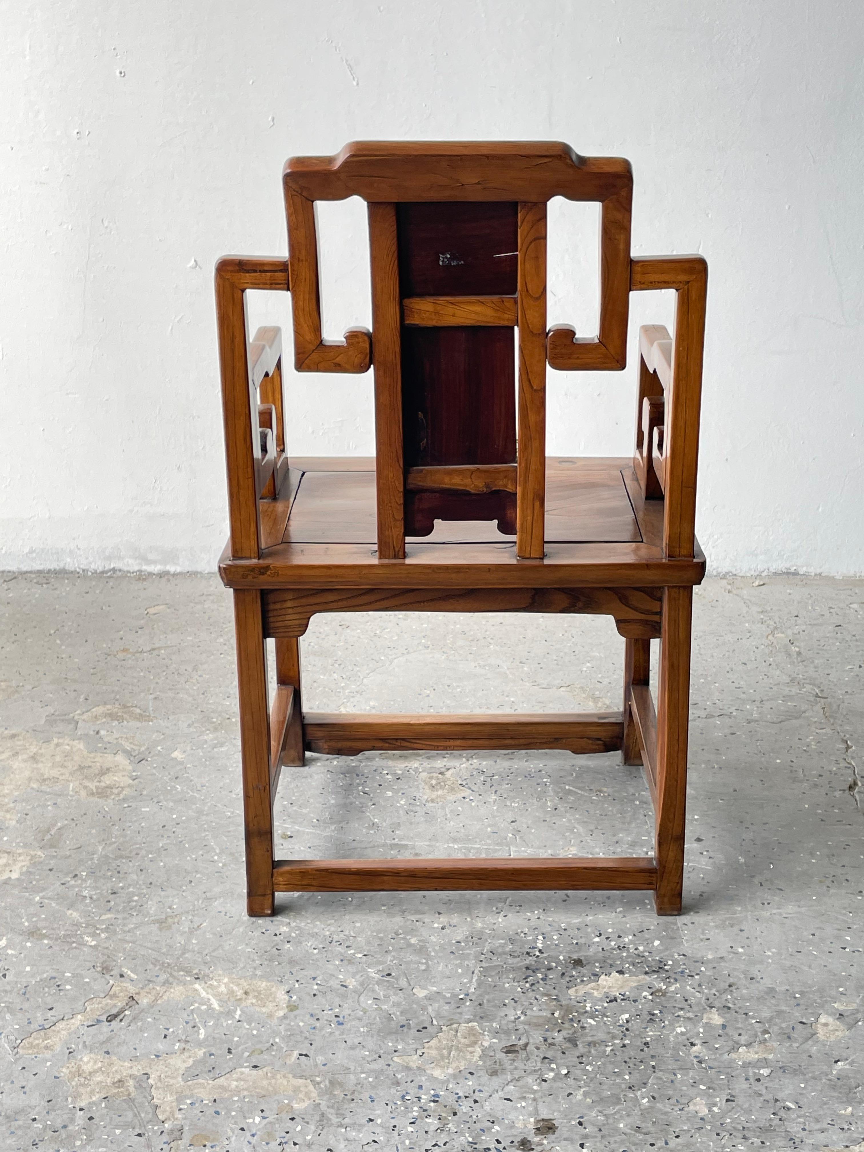 His and Hers Pair of 19th Century Chinese Hardwood Arm Chairs For Sale 12