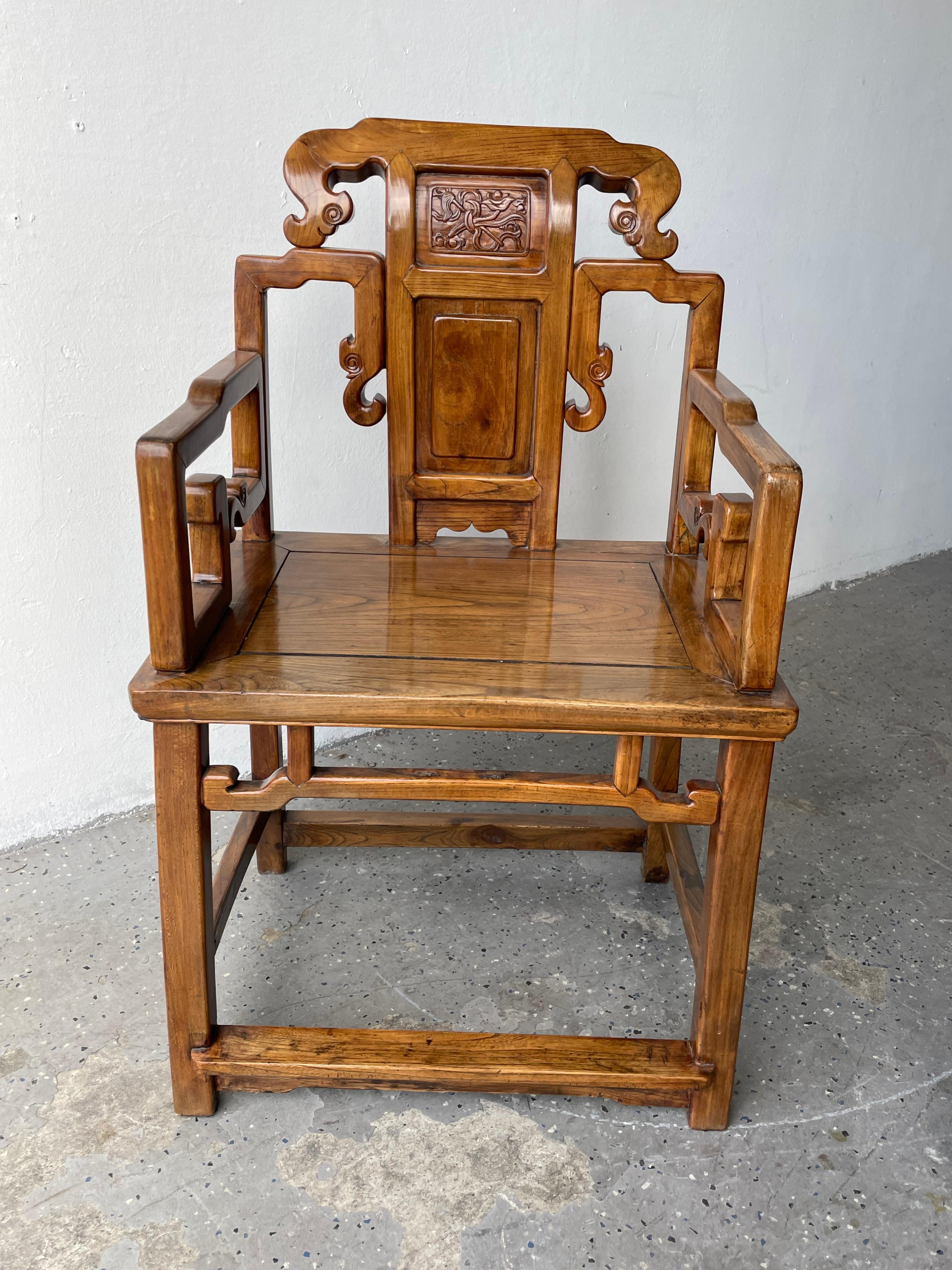 His and Hers Pair of 19th Century Chinese Hardwood Arm Chairs For Sale 15