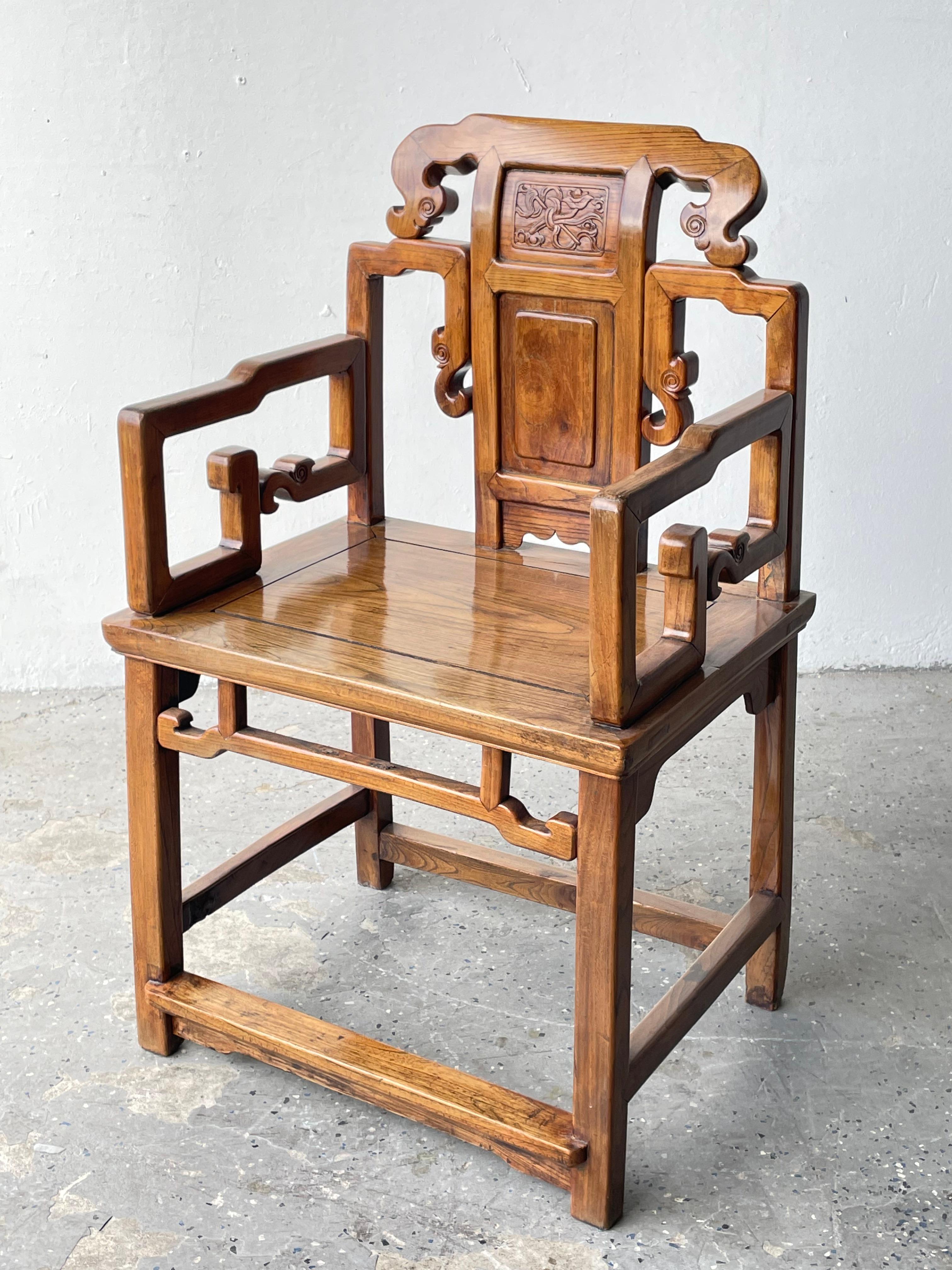 Chinese Export His and Hers Pair of 19th Century Chinese Hardwood Arm Chairs For Sale