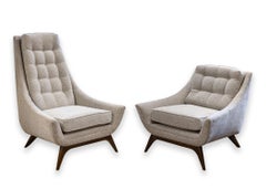His and Hers Pair of Adrian Pearsall Style Reupholstered Armchair Accent Chairs