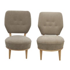 His and Hers Pair of Easy Chairs Newly Upholstered, 1950s Swedish
