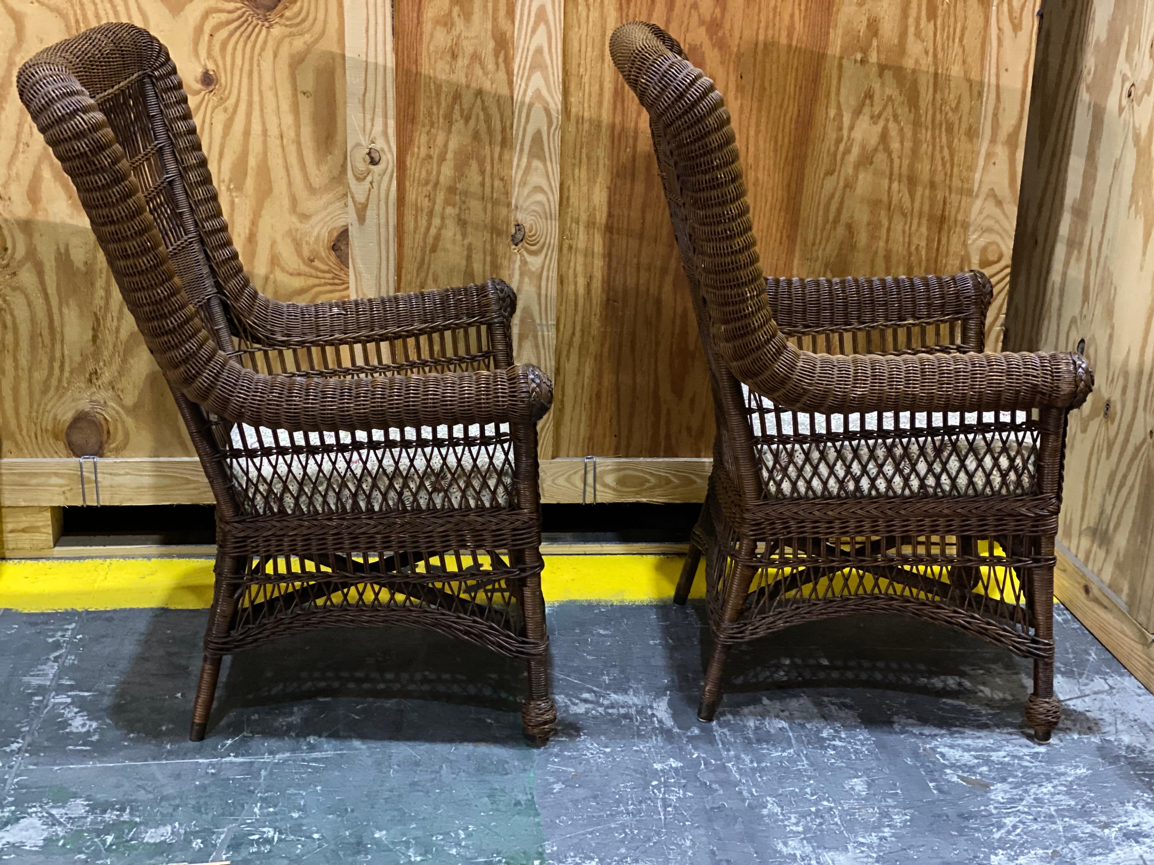 Ensemble de chaises longues en osier du début du 20e siècle, Heywood-Wakefield en vente 7