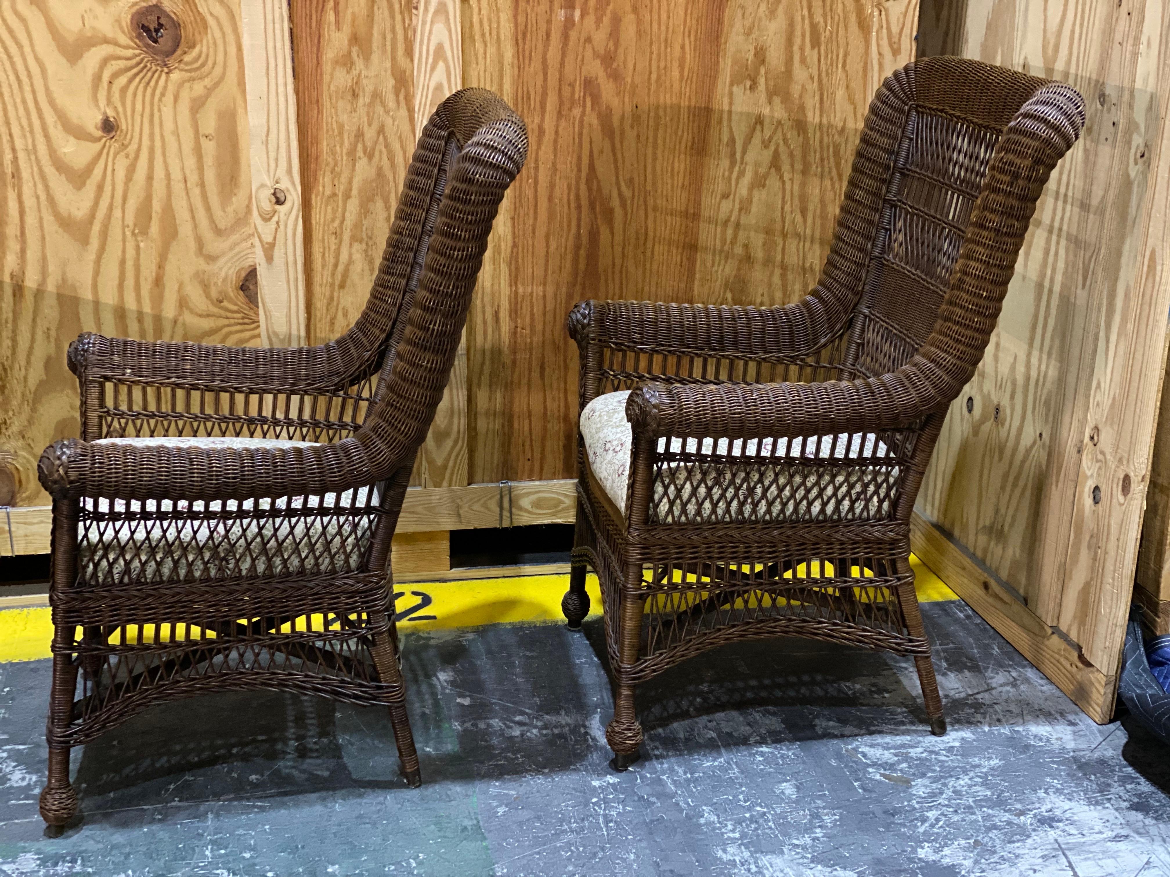 Ensemble de chaises longues en osier du début du 20e siècle, Heywood-Wakefield en vente 8