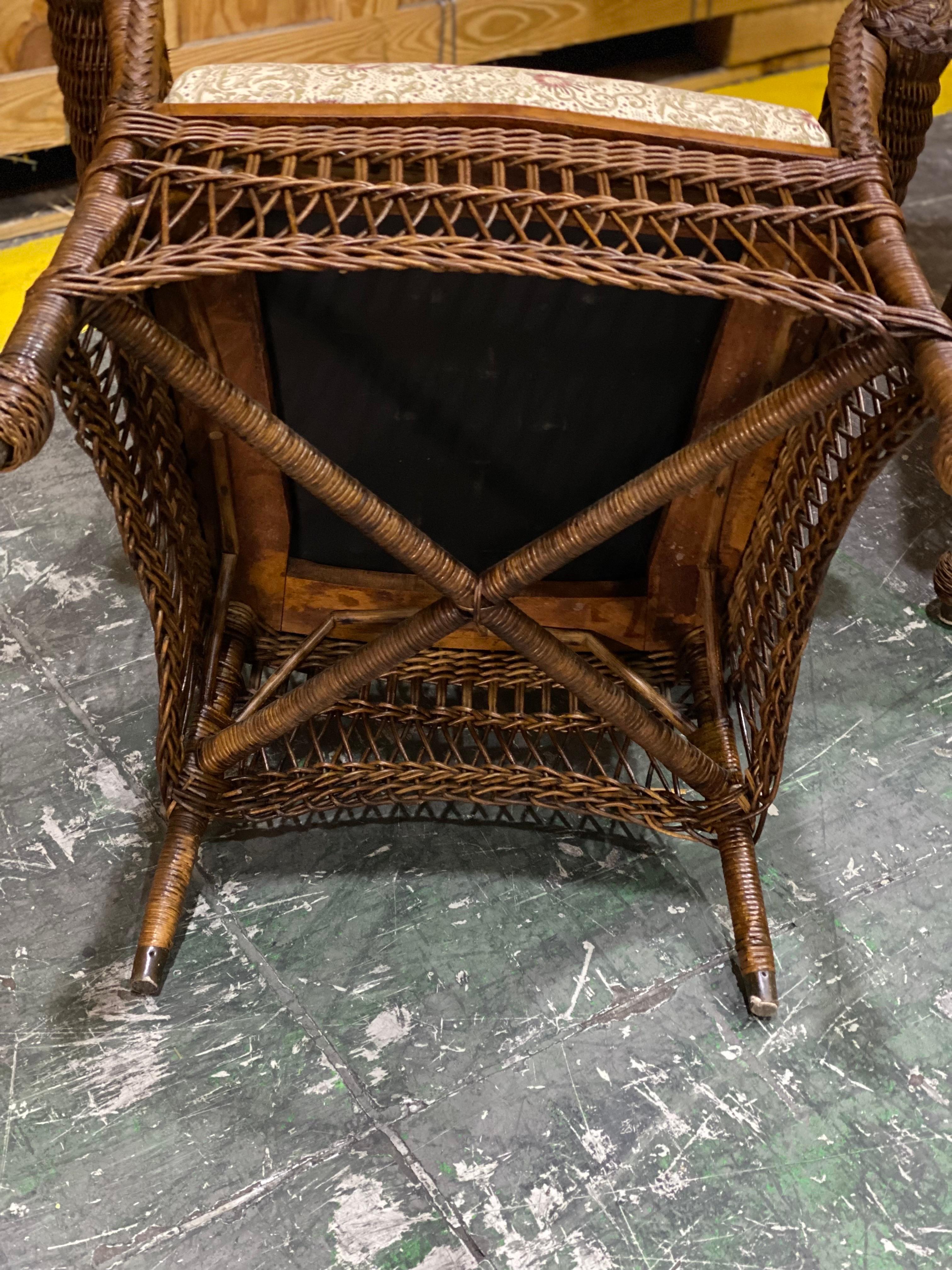 Ensemble de chaises longues en osier du début du 20e siècle, Heywood-Wakefield en vente 12