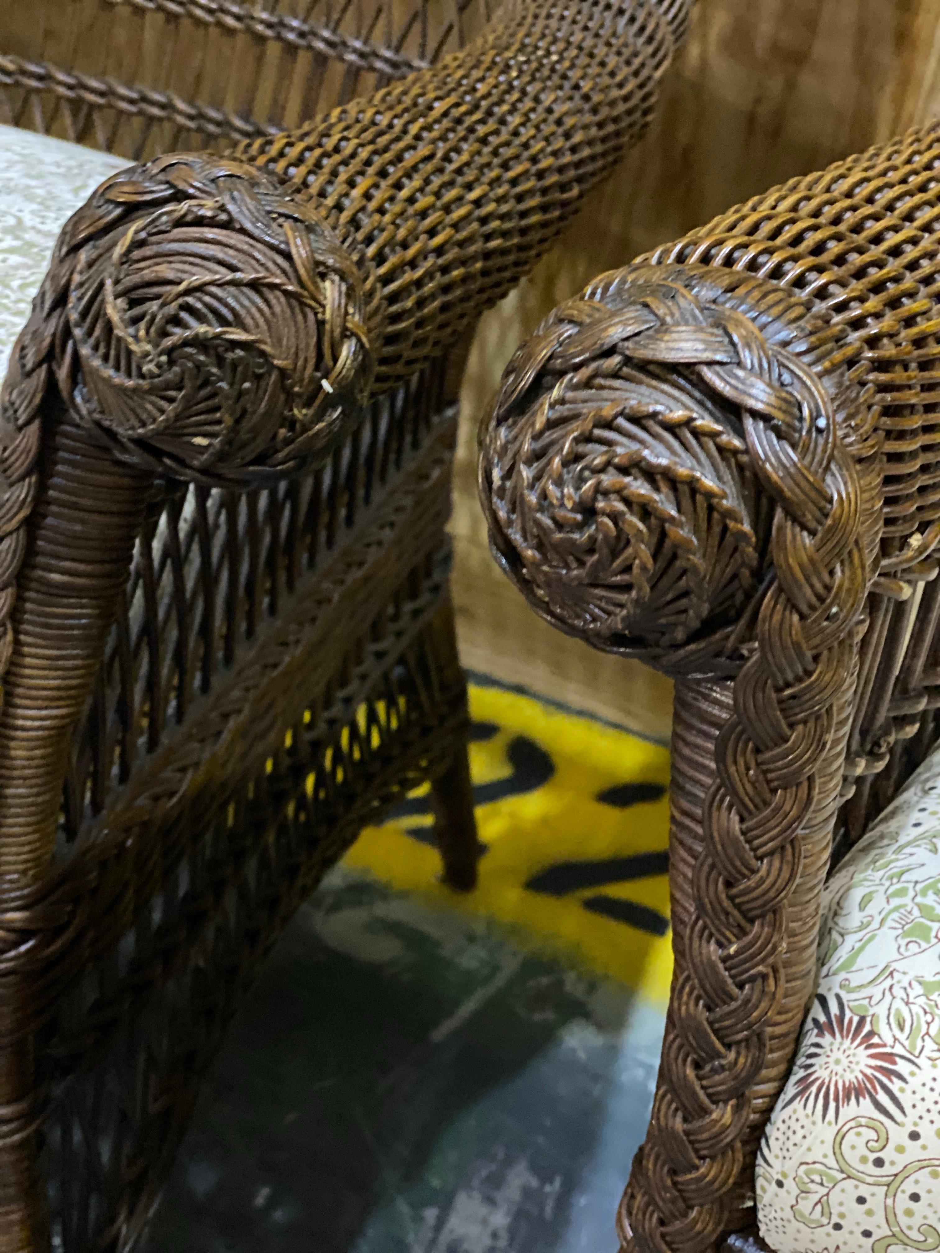 20ième siècle Ensemble de chaises longues en osier du début du 20e siècle, Heywood-Wakefield en vente