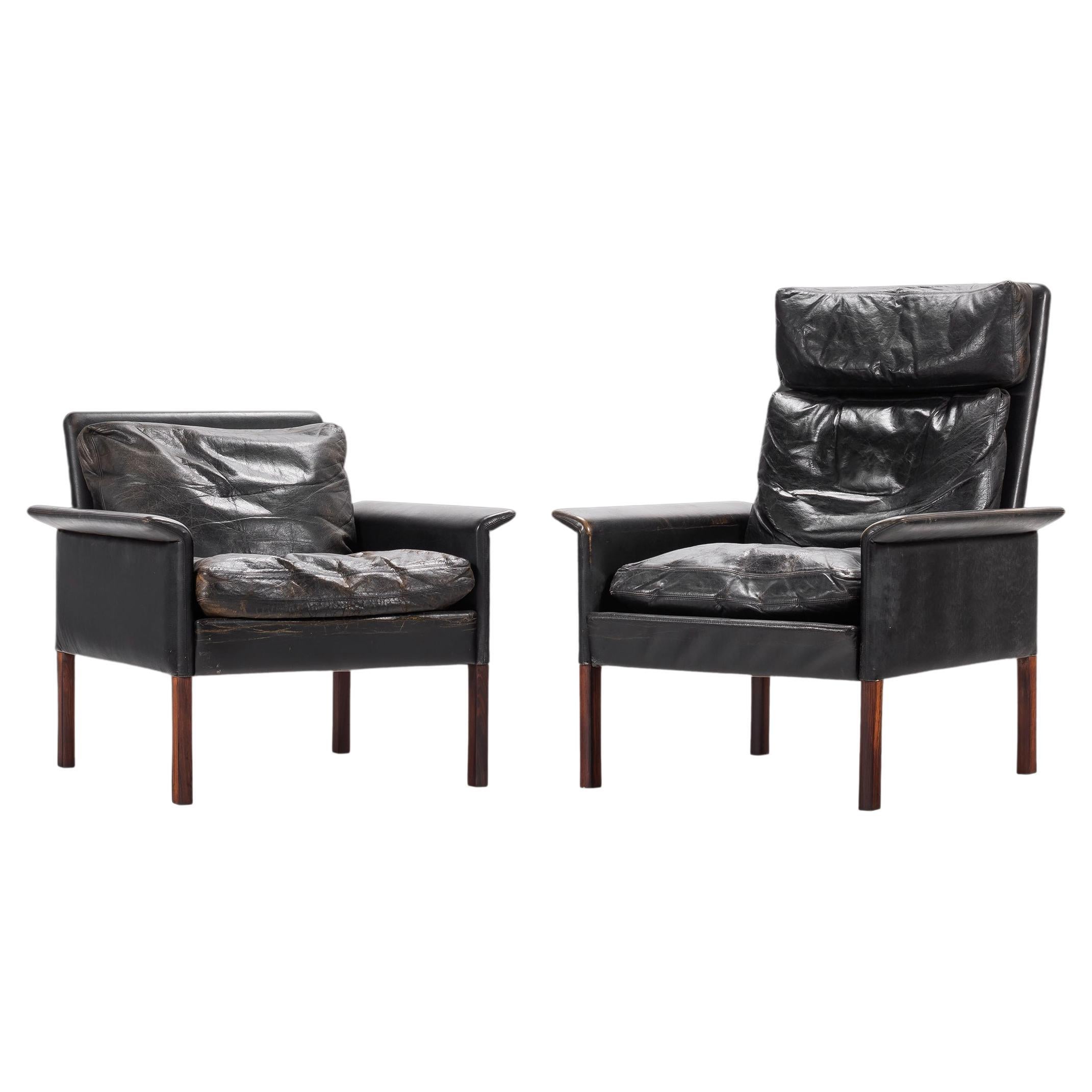 Set of Two '2' of Model 500 Rosewood Lounge Chairs by Hans Olsen for CS Møbler