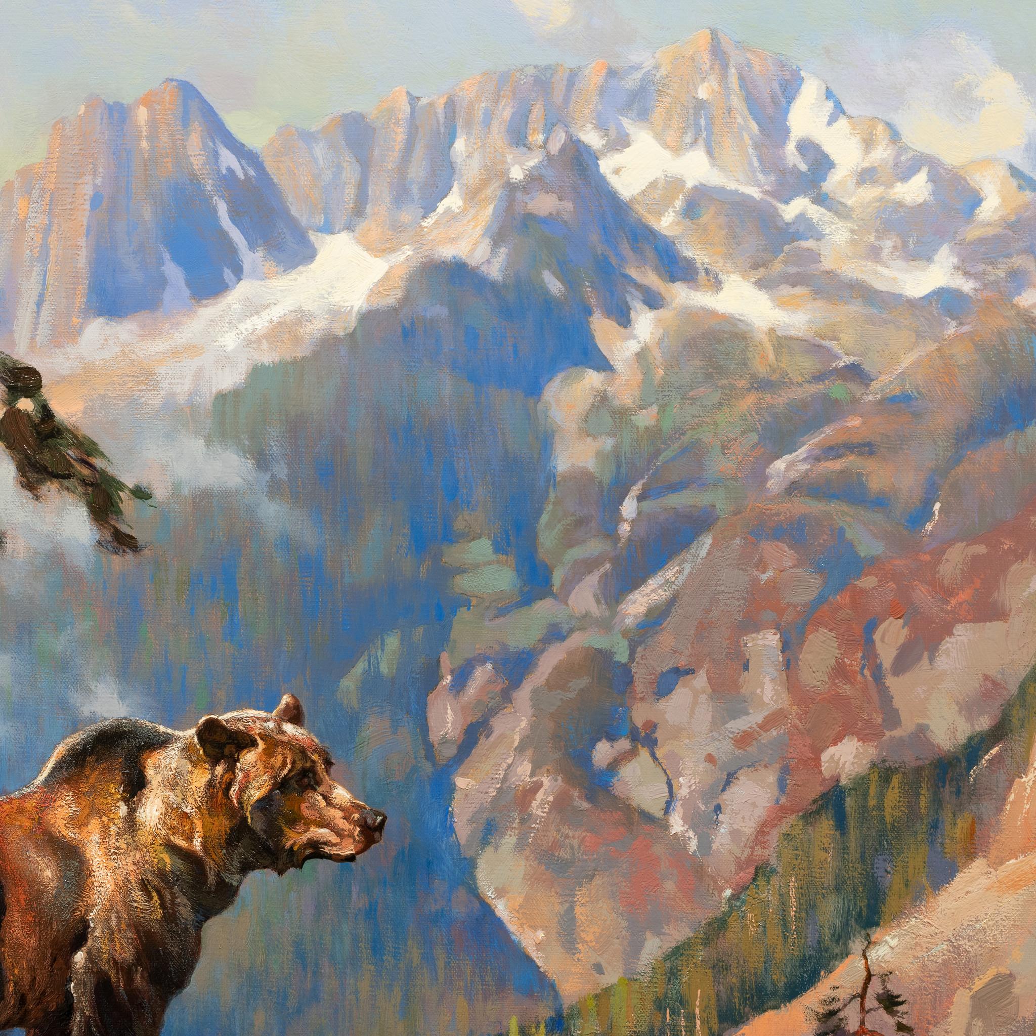 Américain Peinture à l'huile originale d'un ours « His Domain » de Greg Parker en vente