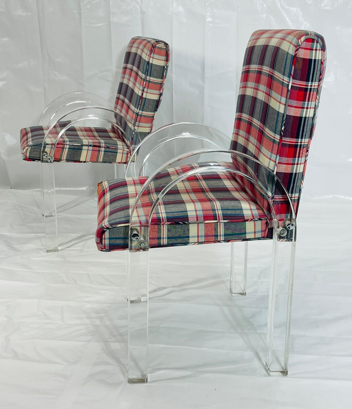 His & Hers Lucite Armchairs by Charles Hollis Jones, Signed & Dated 1972 For Sale 2