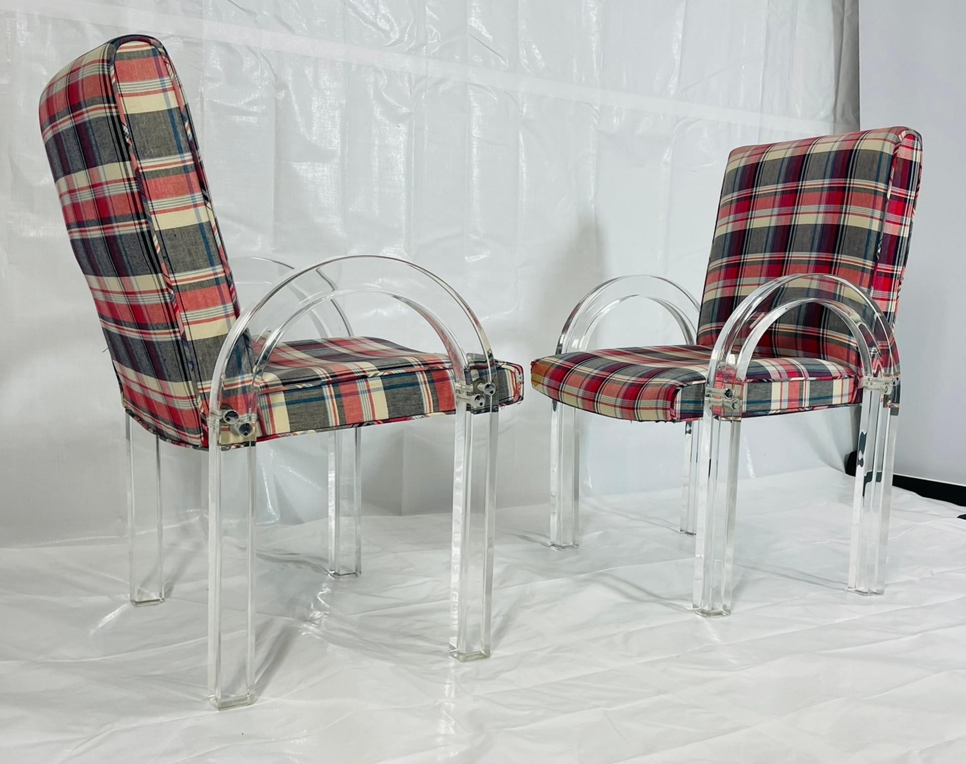 His & Hers Lucite Armchairs by Charles Hollis Jones, Signed & Dated 1972 For Sale 3