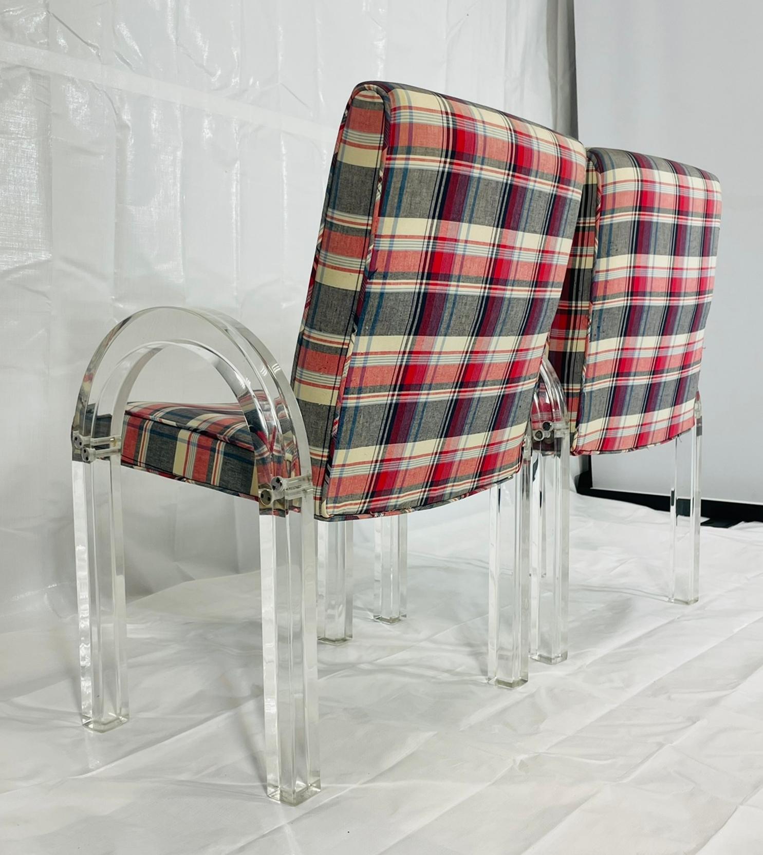 Mid-Century Modern His & Hers Lucite Armchairs by Charles Hollis Jones, Signed & Dated 1972 For Sale