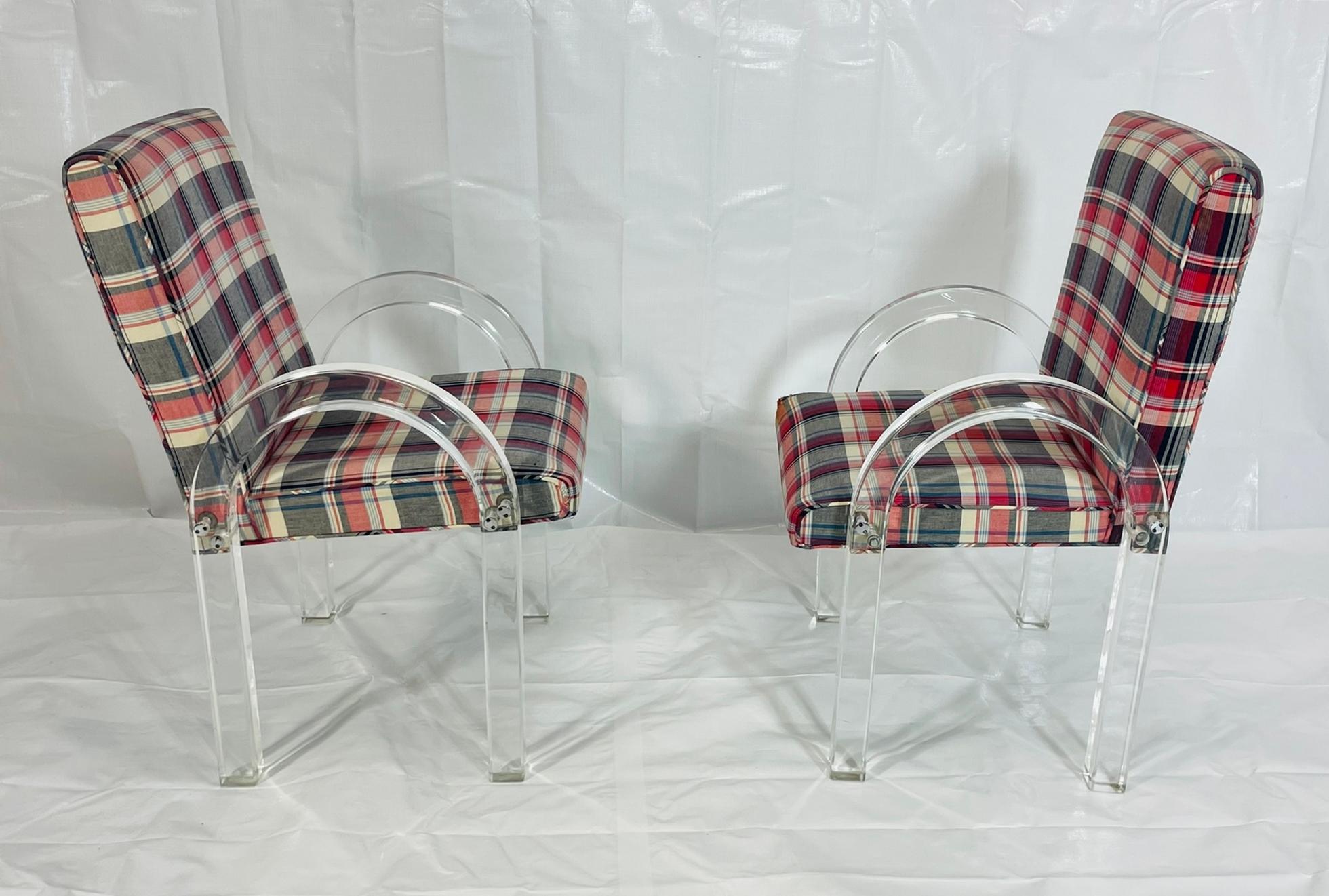 American His & Hers Lucite Armchairs by Charles Hollis Jones, Signed & Dated 1972 For Sale