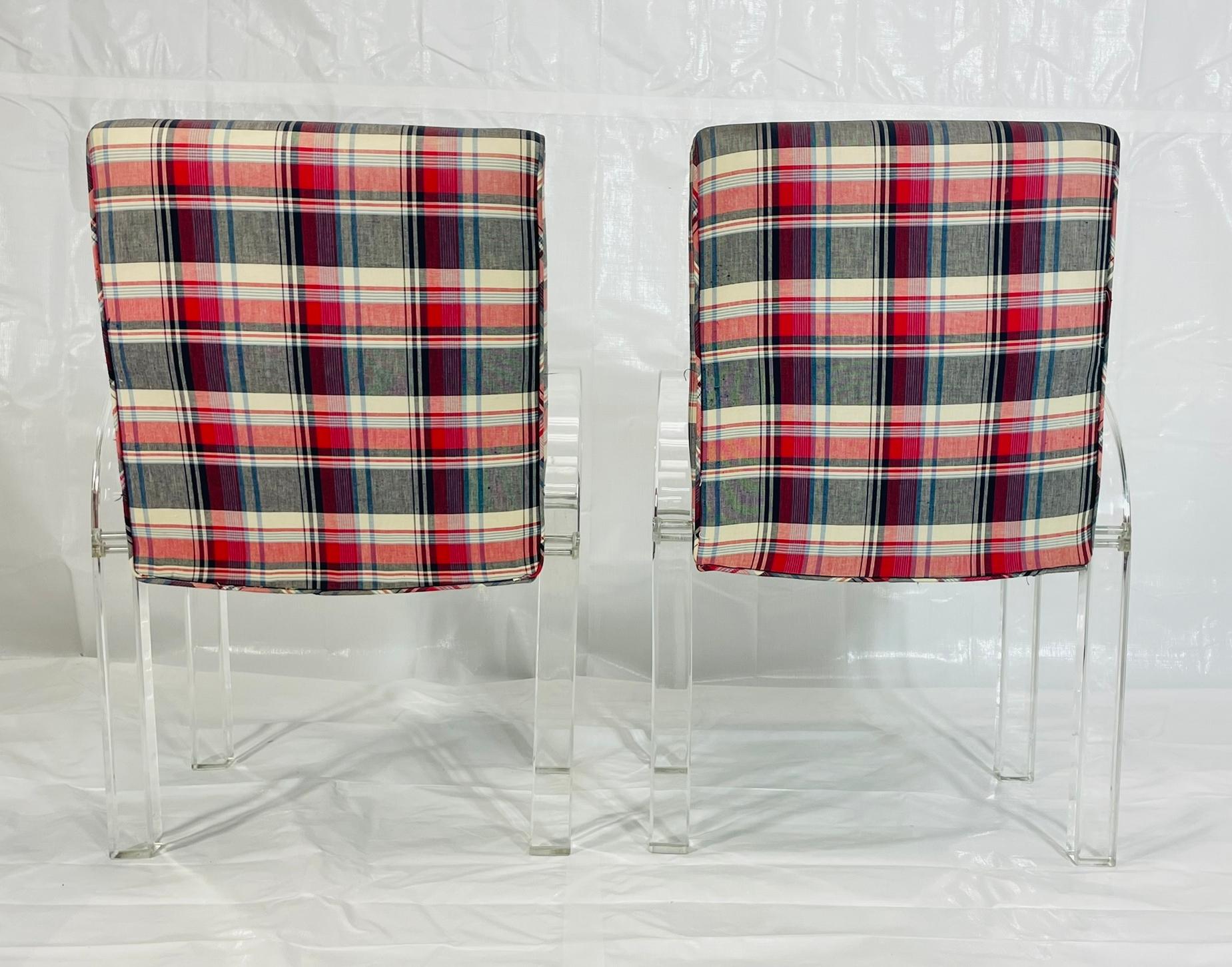 Hand-Crafted His & Hers Lucite Armchairs by Charles Hollis Jones, Signed & Dated 1972 For Sale