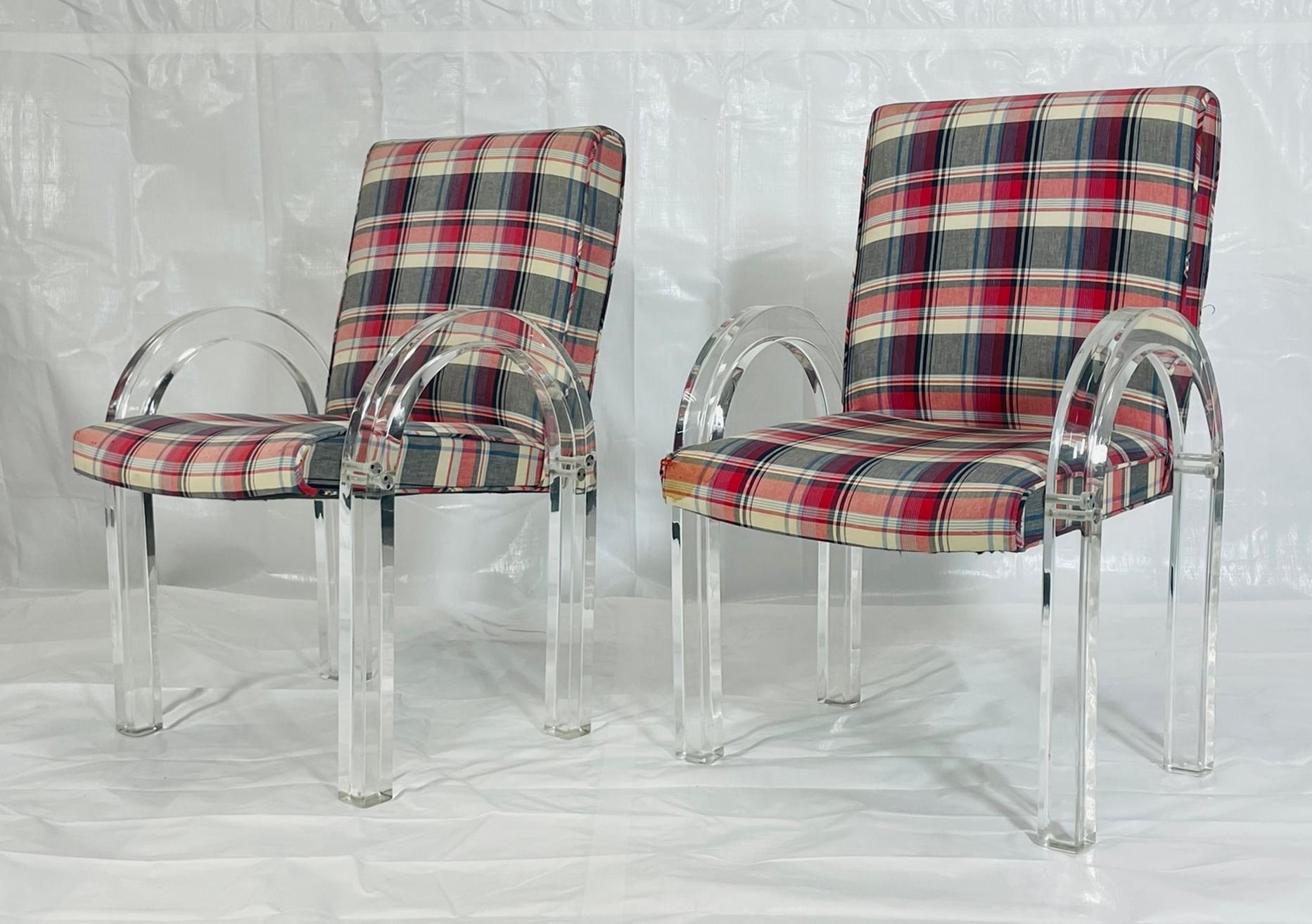 Late 20th Century His & Hers Lucite Armchairs by Charles Hollis Jones, Signed & Dated 1972 For Sale