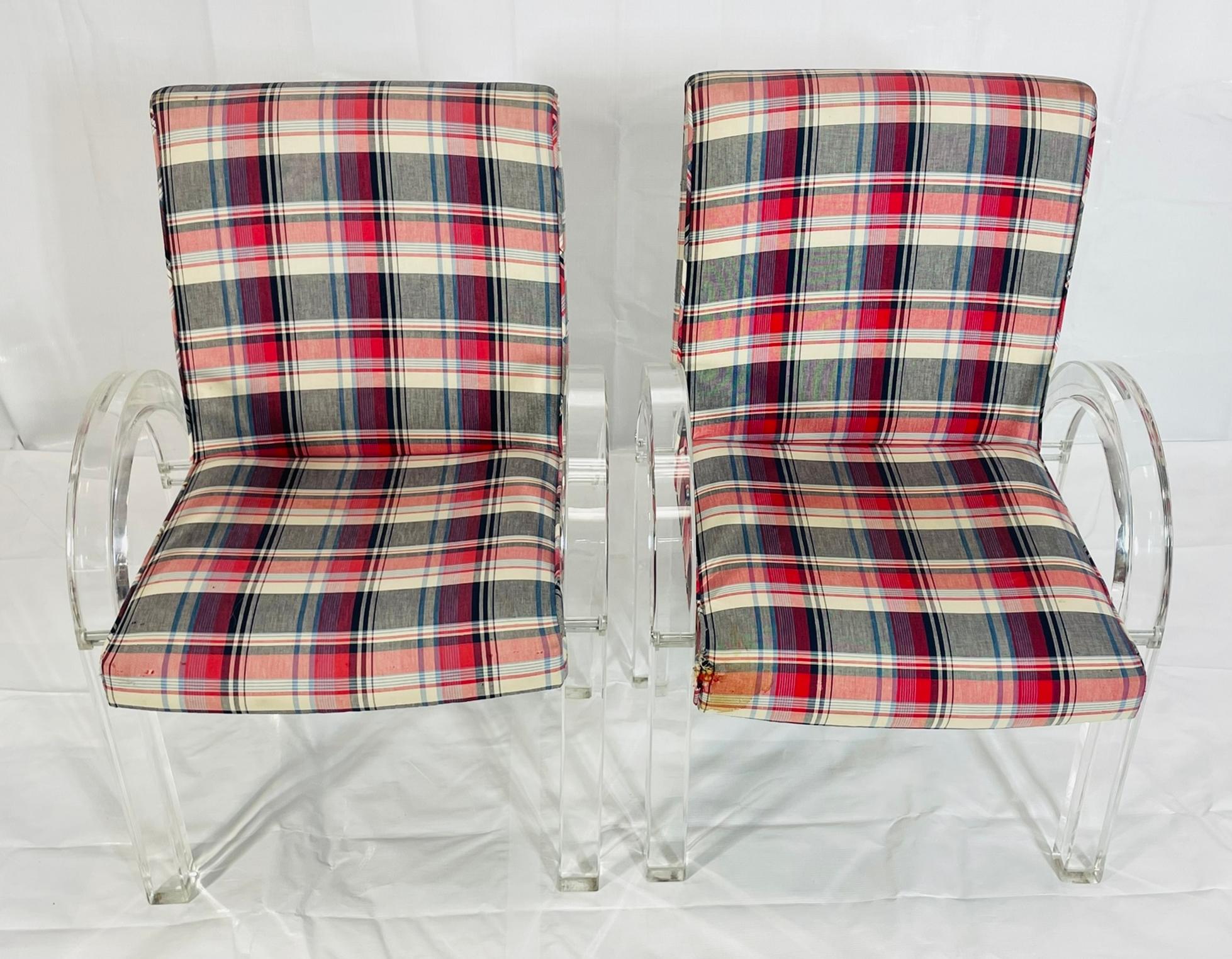 His & Hers Lucite Armchairs by Charles Hollis Jones, Signed & Dated 1972 For Sale 1